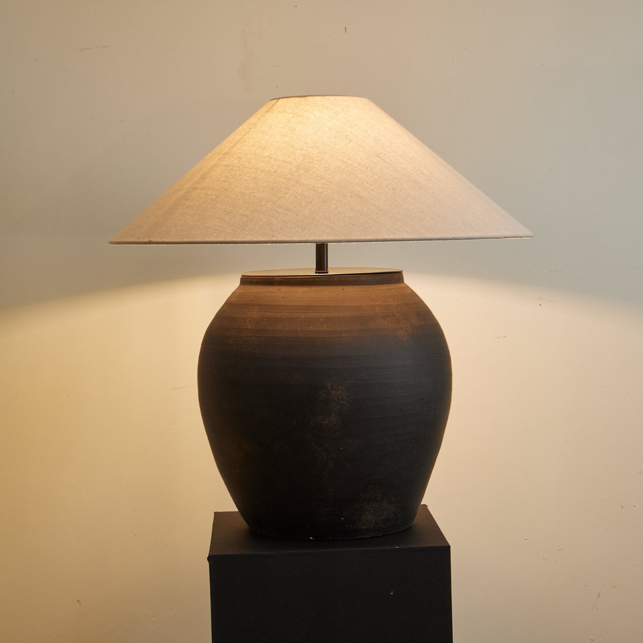 Noira Terracotta Table Lamp - Handmade Ceramic Nightstand Lamp with Natural Earthy Texture, Perfect for Bedroom, Living Room & Office Decor