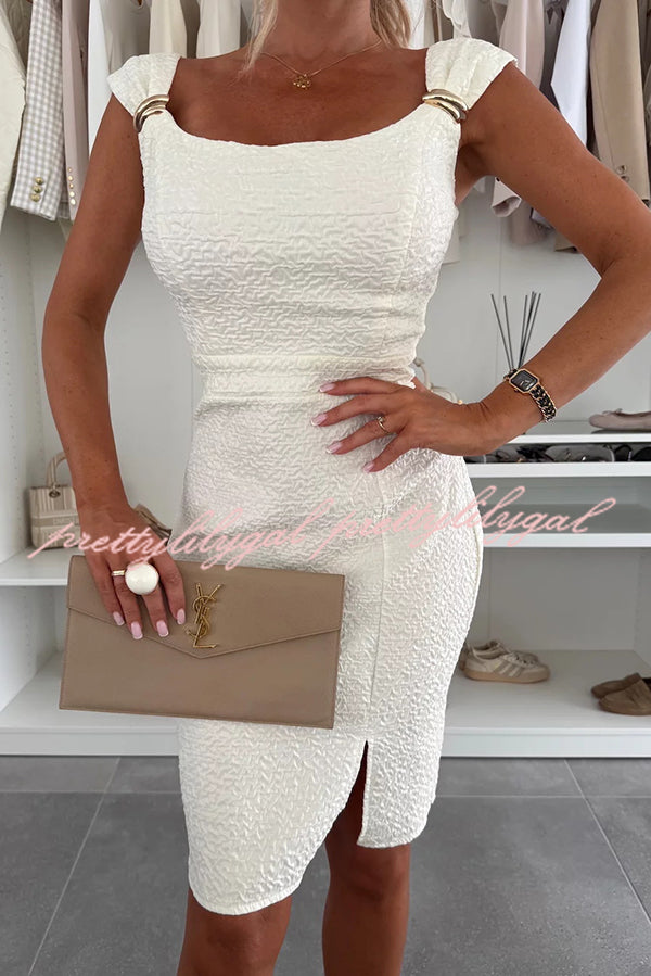 Elegant Solid Color Strappy Metal Embellished Fitted Mini Dress for Women - Perfect for Night Out, Party, Date Night & Special Occasions