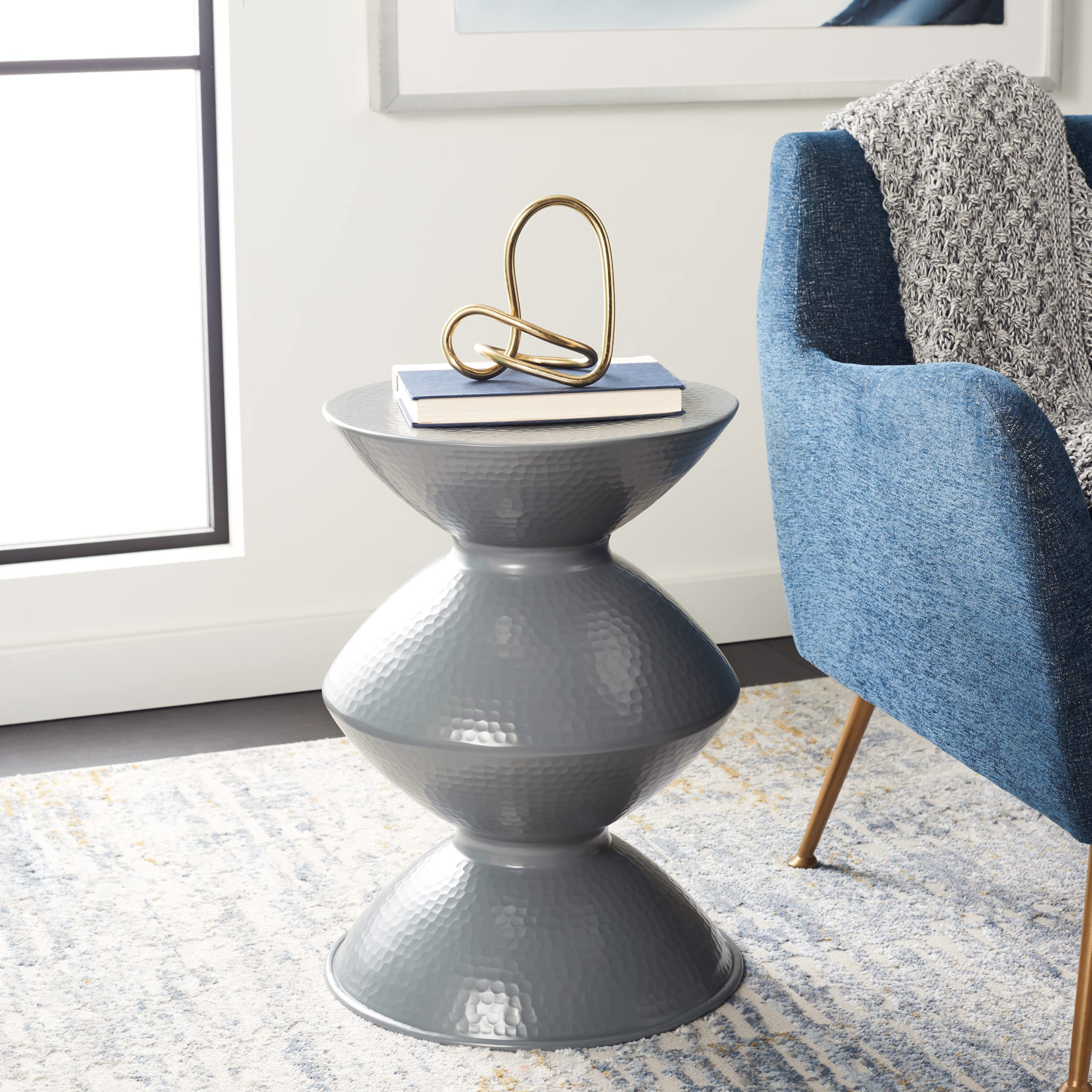 Safavieh FOX5515 Dark Grey Side Table - Modern Nightstand for Bedroom, Living Room, or Office - Accent End Table with Sturdy Metal Frame