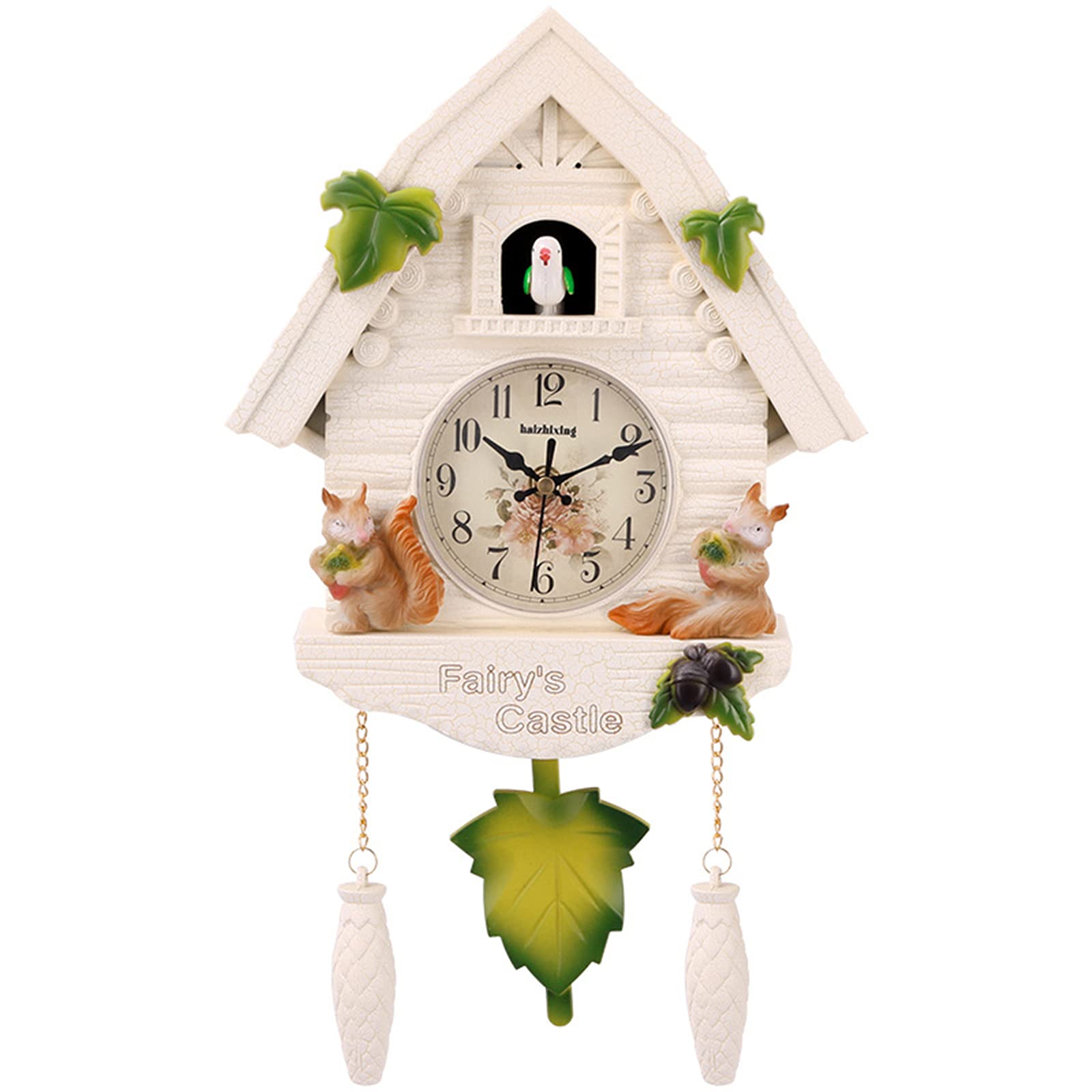 Quartz Cuckoo Clock - Black Forest House Wall Clock with Music & Dancing Figures, Battery Operated, for Office, Classroom, Bedroom, Bathroom, Living Room, Kitchen Decor