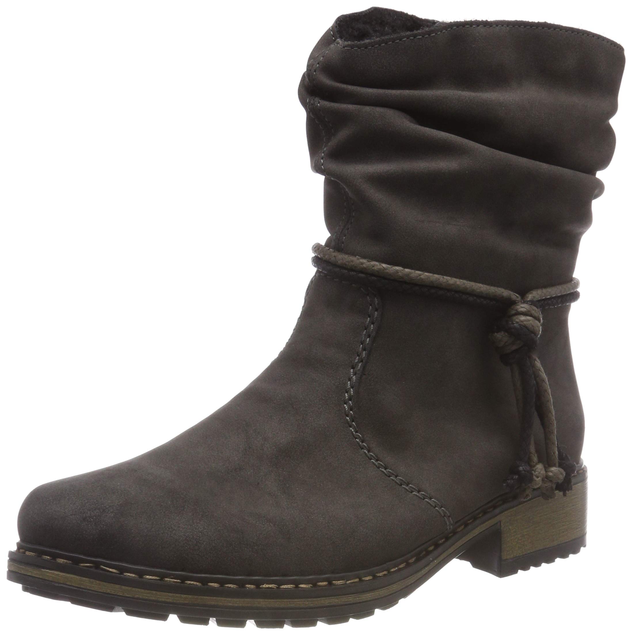 Rieker Women's Classic Ankle Boots Z6893 - Comfortable Grey Leather Ankle Boots Size 7 US | Casual & Office Wear | Perfect for Fall & Winter Outfits