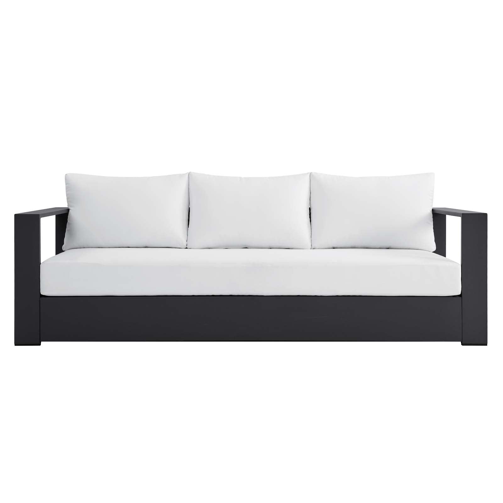 Modway Tahoe Aluminum Outdoor Patio Sofa - Weather-Resistant Gray White Patio Furniture for Garden, Poolside & Backyard Relaxation
