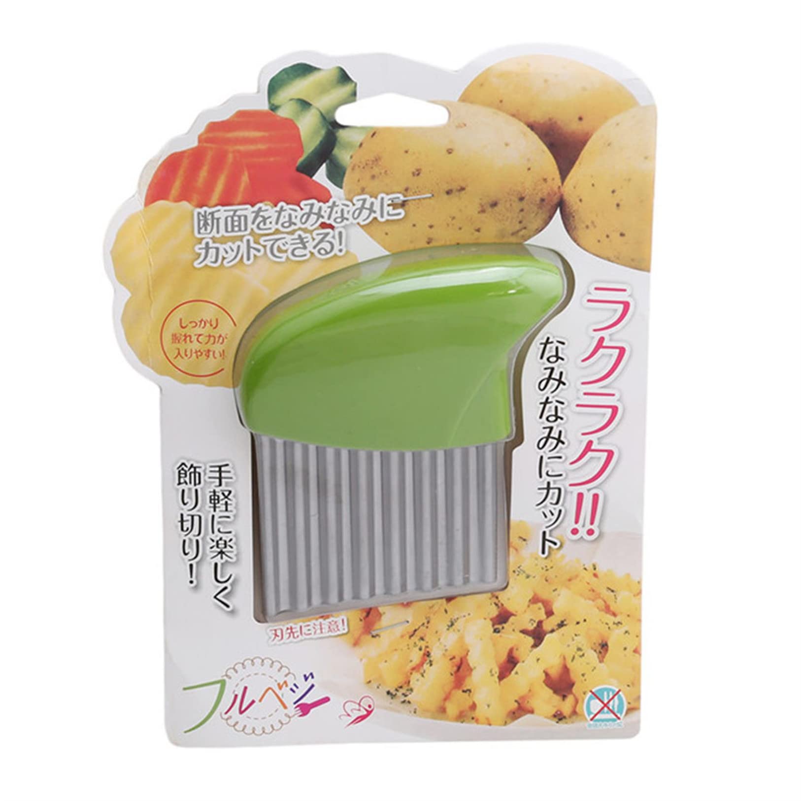QBQBY Stainless Steel Potato Crinkle Cutter - Wavy Vegetable Chopper for French Fries, Cucumber, Carrots - Perfect for Home Cooking, Meal Prep & Party Snacks