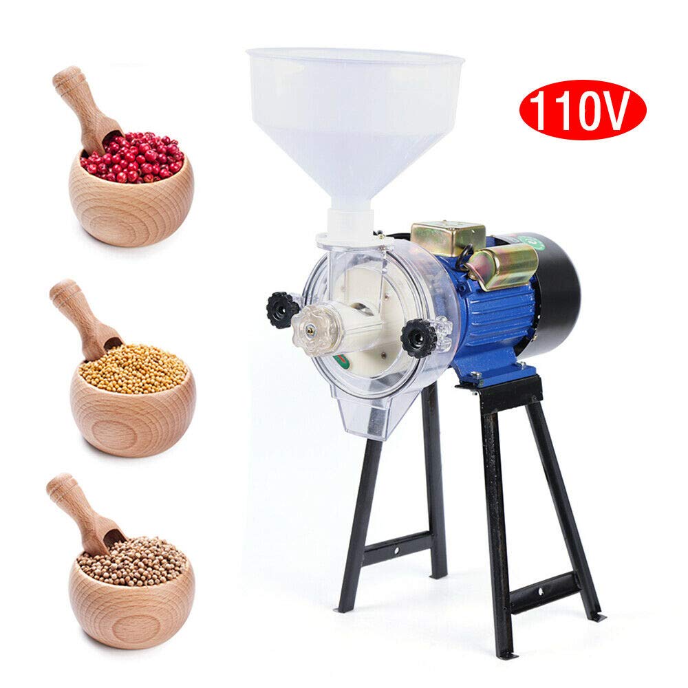 2200W Commercial Electric Grain Grinder - Heavy Duty Mill for Corn, Wheat, Coffee & Cereals - 110V Wet/Dry Feed Machine with Funnel (1400 RPM) - Perfect for Home Brewing, Farm Use & Commercial Kitchens