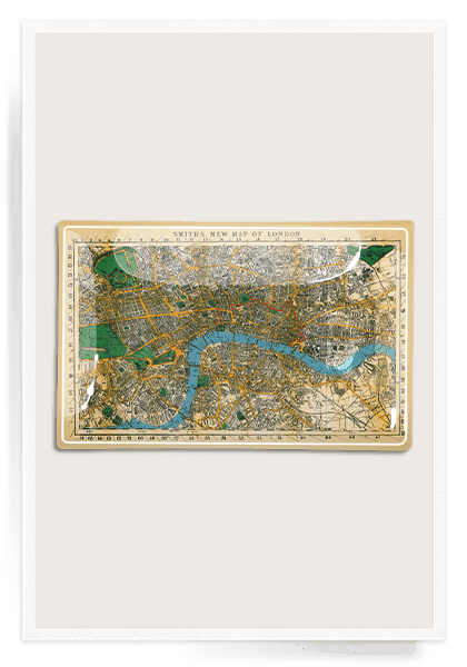 Antique London Map Decoupage Glass Tray - Vintage Style Serving Tray for Tea, Coffee, and Breakfast - Perfect for Home Decor and Gift Giving