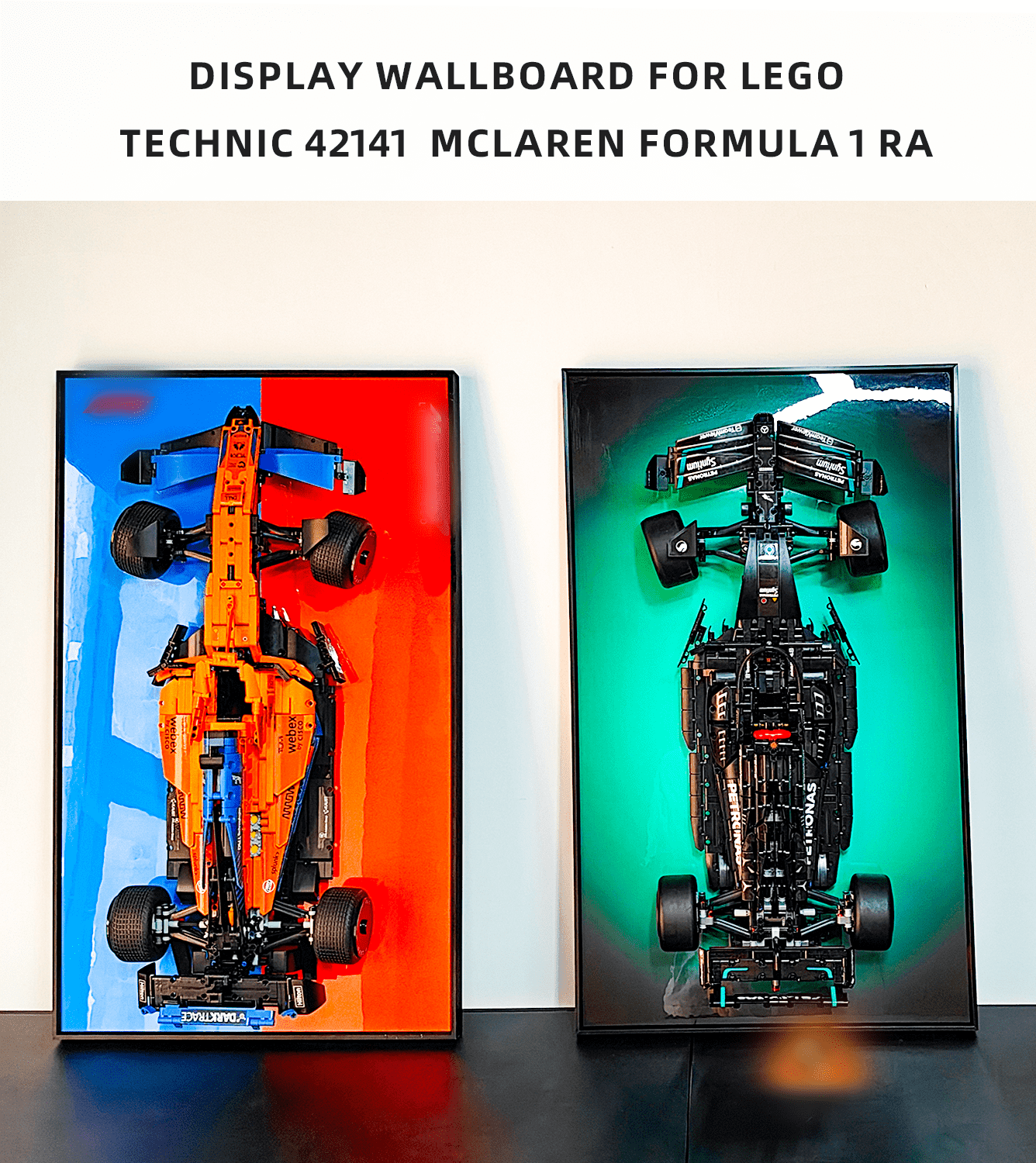 LEGO Technic McLaren Formula 1 Race Car Display Frame - Wall Mounted Showcase for 42141 Model - Perfect for Home Office, Game Room & Collector's Display