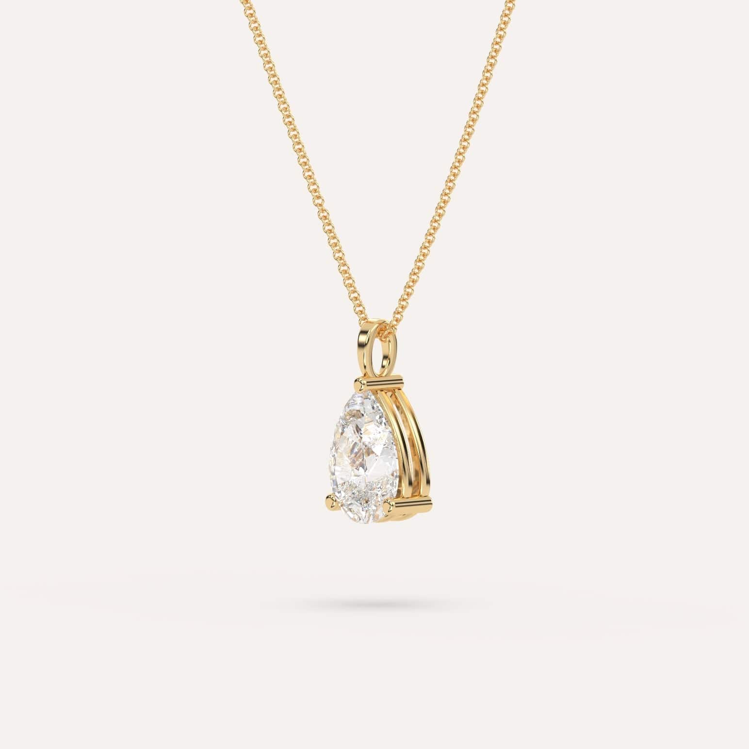 2 Carat Pear-Shaped Diamond Pendant Necklace - 14K White Gold Dainty Solitaire Jewelry for Women - Perfect for Anniversary, Valentine's Day & Special Occasions