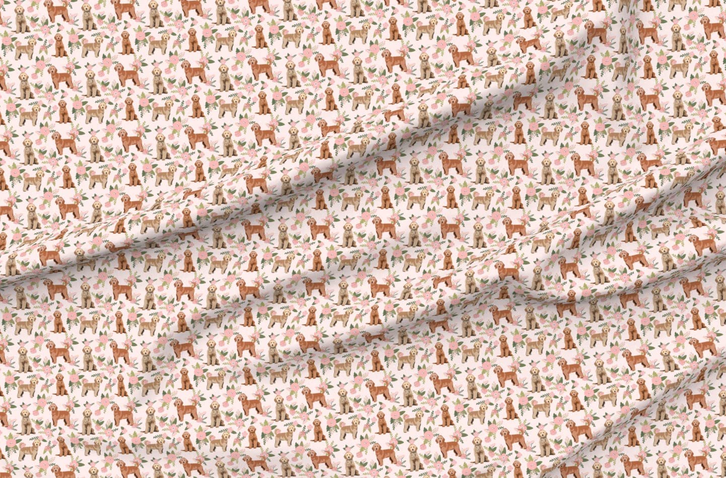 Golden Doodle Floral Dog Print Minky Fabric by The Yard - Peach Cheater Quilt Pet Goldendoodle Pattern - Soft Plush Material for Sewing Baby Blankets, Quilt Backing & DIY Pet Accessories - Perfect for Nursery Decor & Cozy Home Projects