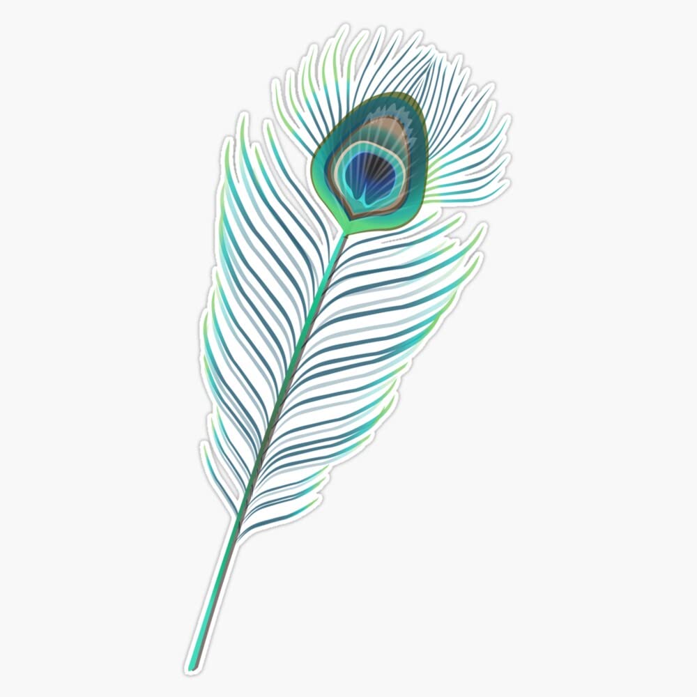 Peacock Feather Vinyl Bumper Sticker - 6 Mil Thick, 5 Inch Waterproof Decal for Cars, Laptops, Windows | Vibrant Decorative Sticker for DIY Crafts, Scrapbooking & Home Decor