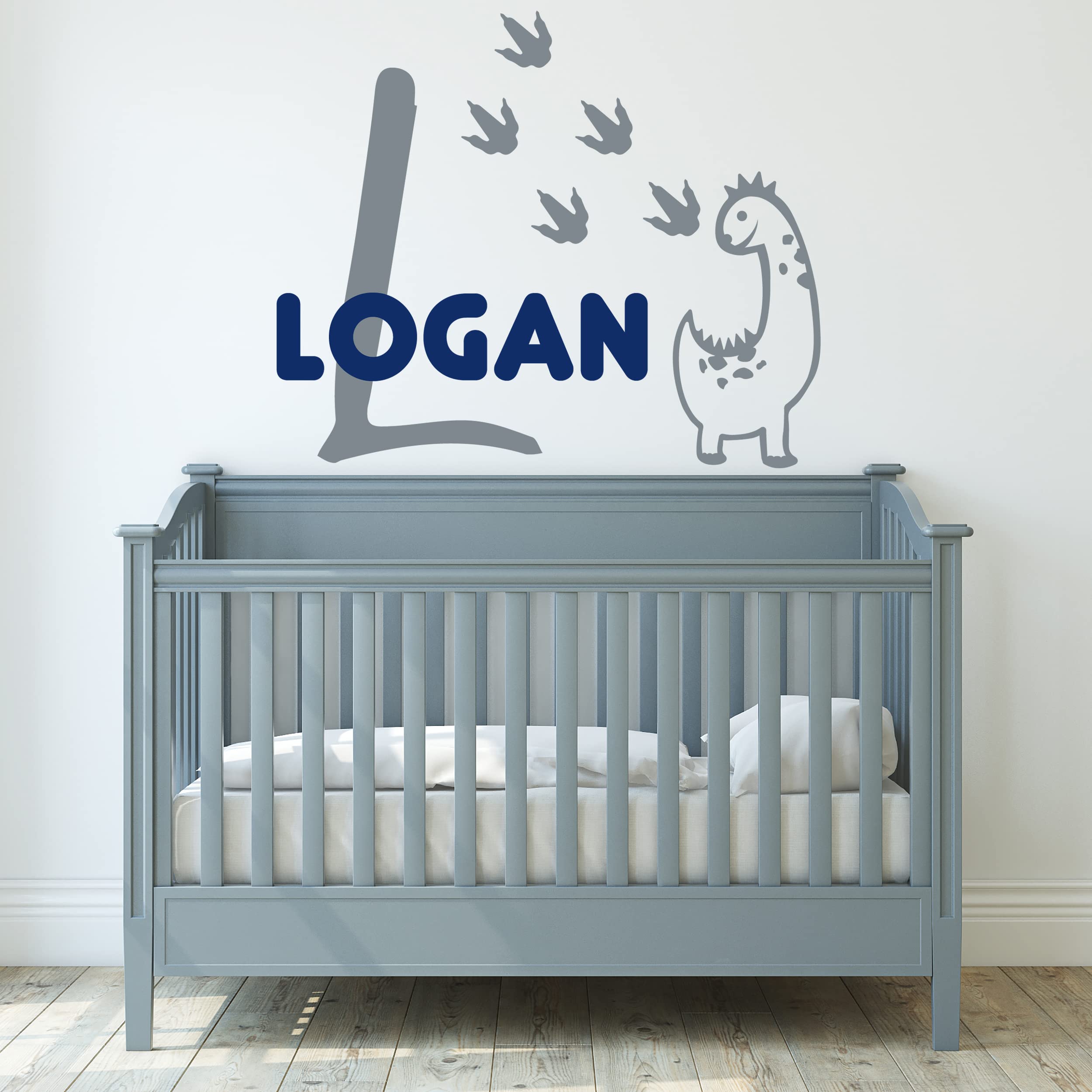 Dinosaur Personalized Baby Name Wall Decal - Custom Nursery Wall Lettering for Boys Room Decor - Perfect for Kids Bedroom, Playroom & Nursery Decorations