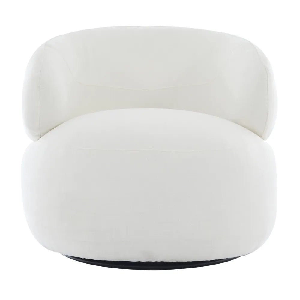 Greenwich Occasional Chair - Ivory Chenille Upholstered Accent Chair for Living Room, Bedroom & Office - Comfortable Modern Lounge Seating with Soft Fabric