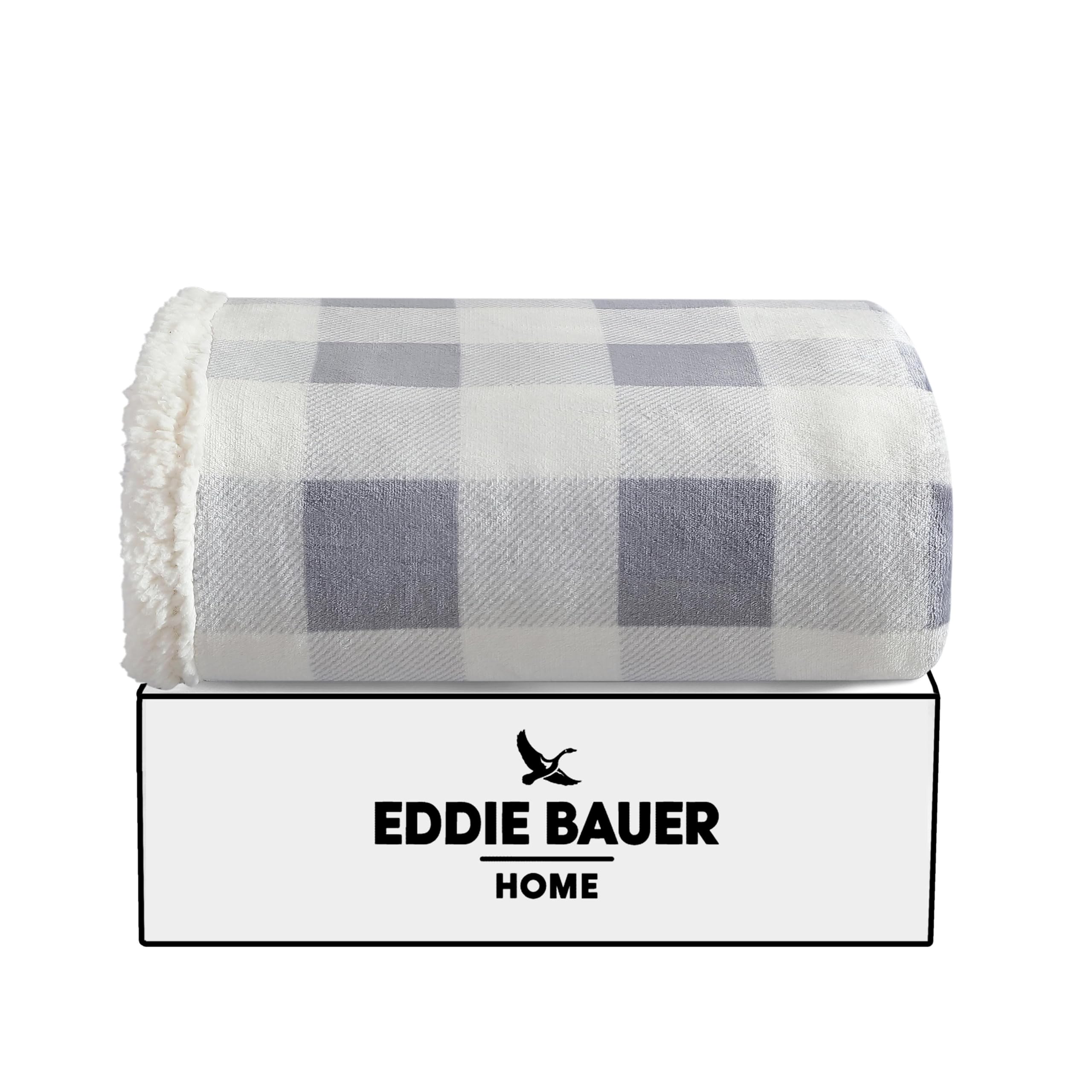 Eddie Bauer Super Soft Reversible Sherpa & Brushed Fleece Throw Blanket - Warm Cozy Bedding for Couch, Sofa, Bed - Perfect for Lounging, Movie Nights & Winter Comfort (Chrome)