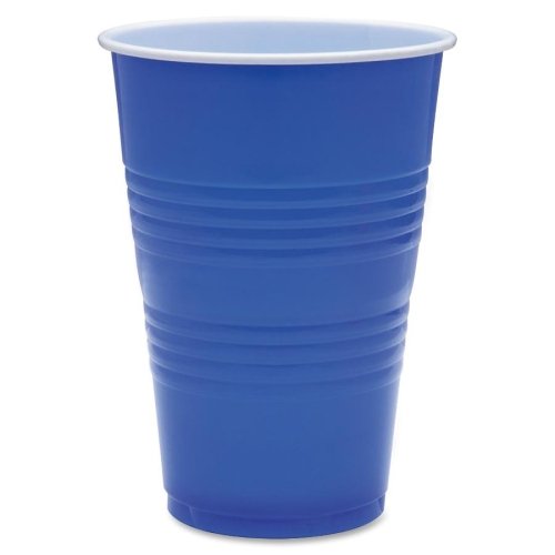 Wholesale Case of 20 - Genuine Joe 16oz Plastic Party Cups (50/Pack, Blue) - Bulk Disposable Cups for Parties, Events, Picnics & BBQs