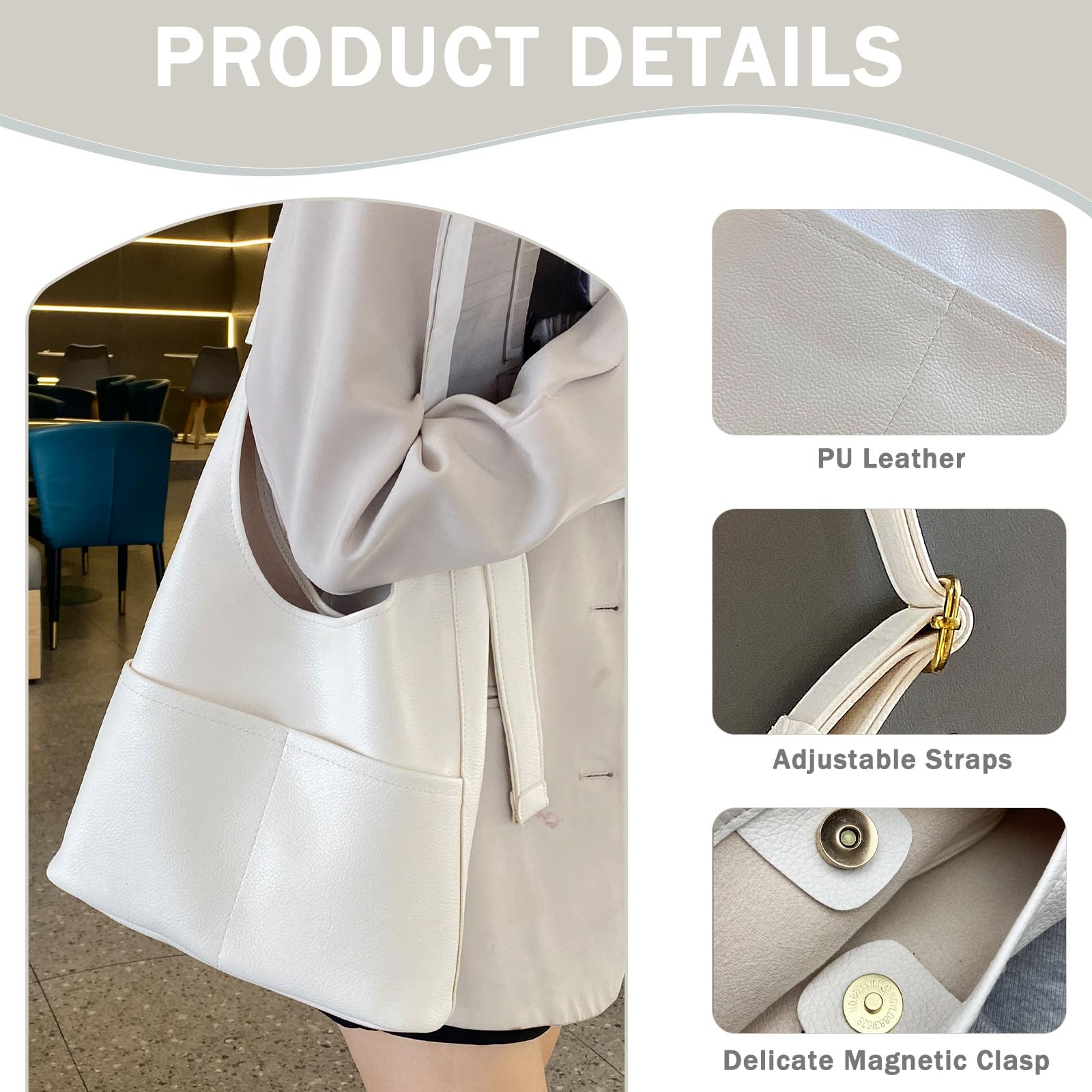 Stylish Women's Large Faux Leather Hobo Shoulder Bag - Trendy 2024 PU Tote Purse for Work, Travel & Everyday Use