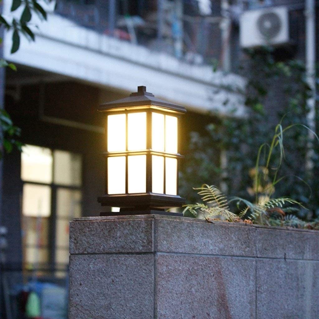 Victorian Style Outdoor Garden Lamp Post - Black Aluminum Square Pillar Light with Frosted Glass Shade - Landscape Lighting for Patio, Pathway, Driveway, and Garden Decor