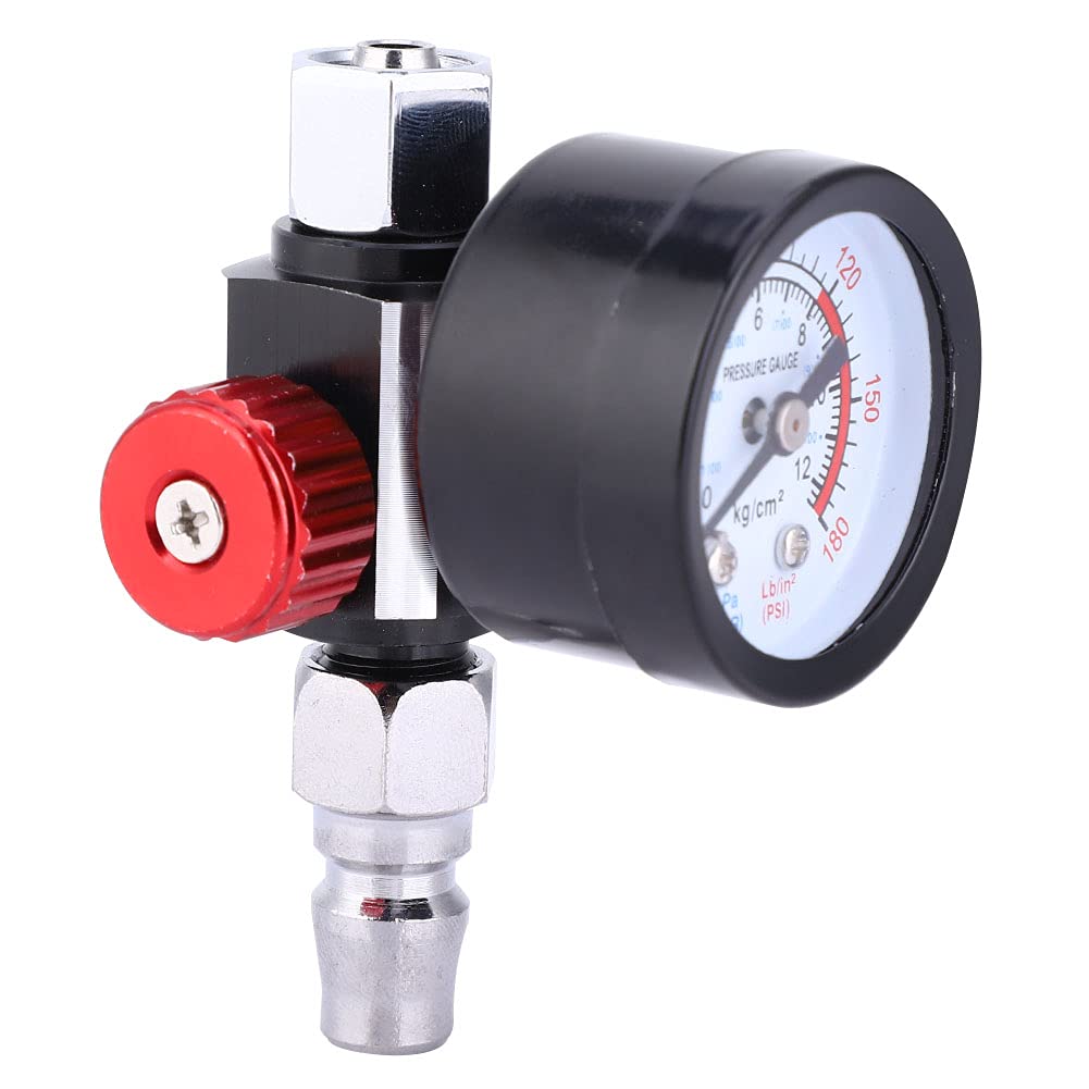 Pneumatic Air Spray Gun Pressure Regulator with Gauge - Adjustable Air Flow Control Valve for Air Tools - Perfect for Automotive Painting, Woodworking & Industrial Applications