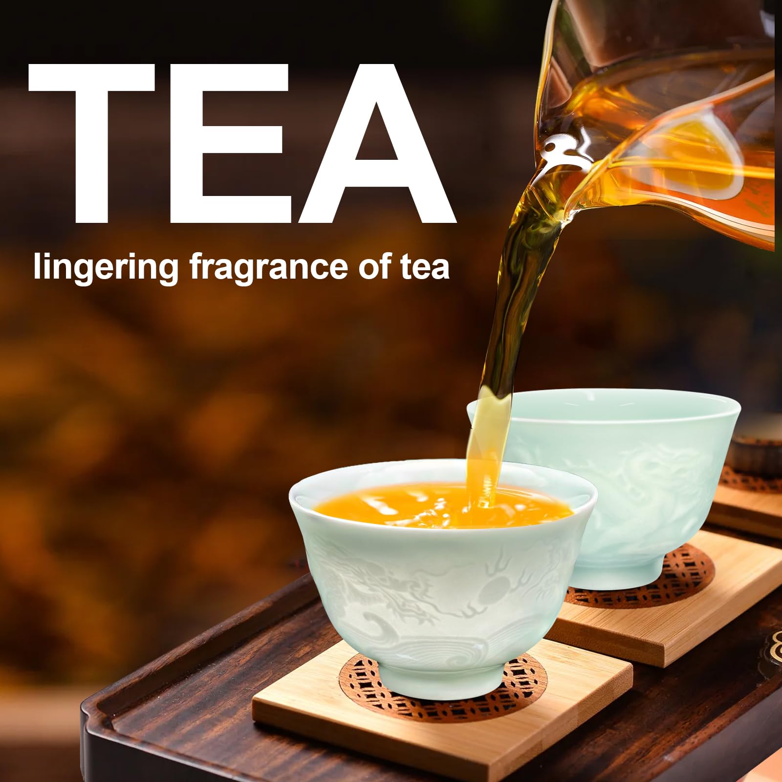 Handmade Japanese Style Ceramic Teacups - 1.5oz/45ml Handle-Less Tea Cups Set of 2, Perfect for Matcha, Sencha, Sake & Small Desserts | Elegant Tea Ceremony & Asian Dining Experience