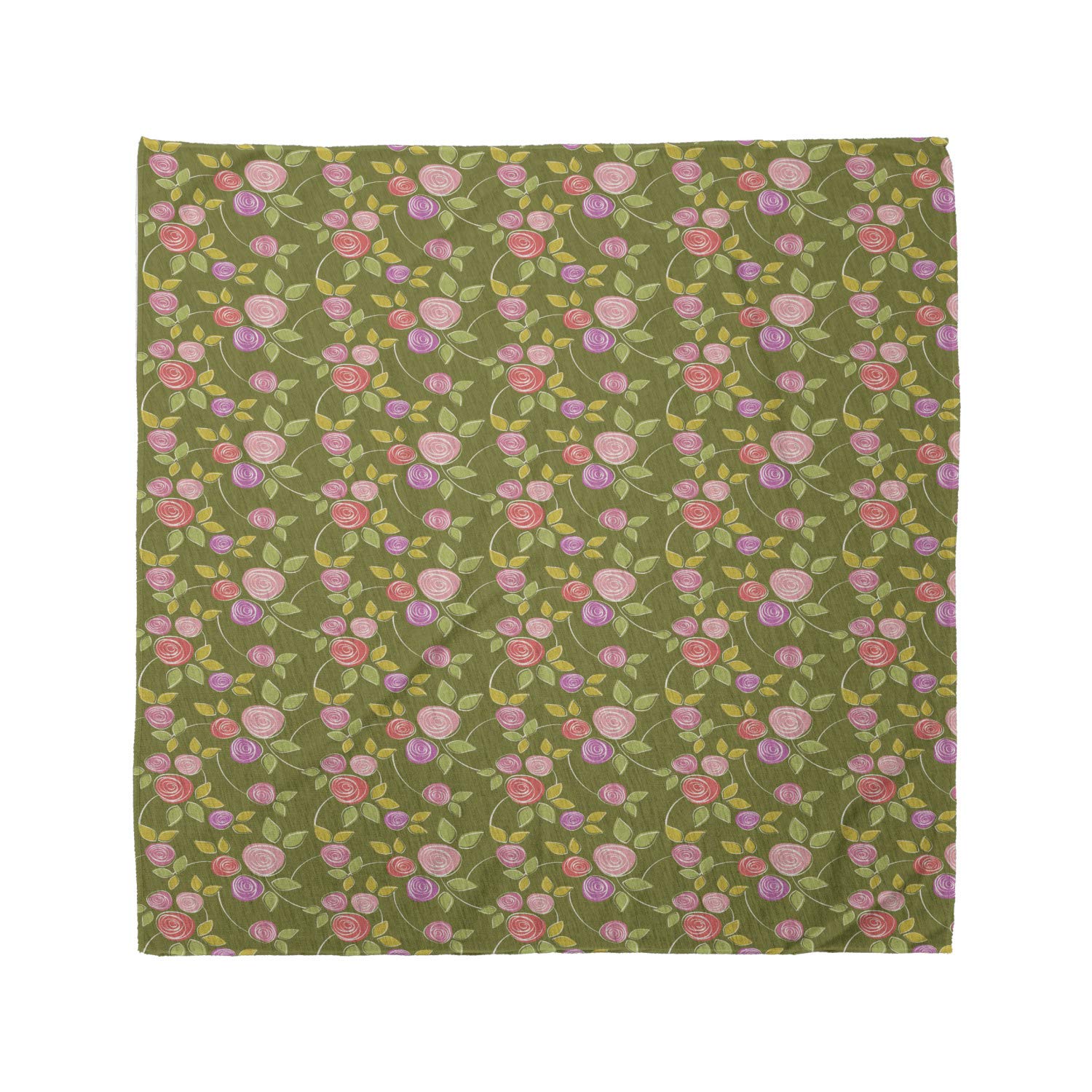 Ambesonne Rose Bandana - Spiral Buds Simplistic Sketch Unisex Head & Neck Scarf for Men & Women | Fashion Accessory for Outdoor, Music Festivals & Casual Wear