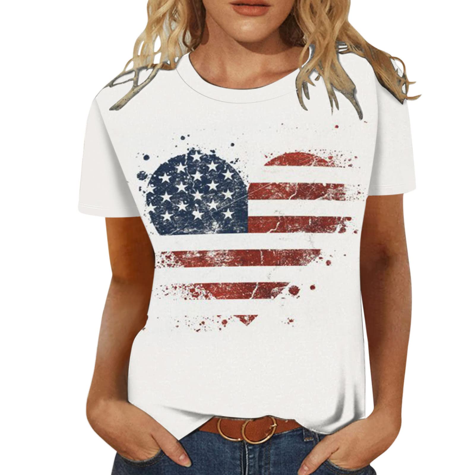 Floral Print Crewneck T-Shirt for Women - Casual & Tunic Style Summer/Fall Blouse - Workout Tank Top for Gym, Office & Everyday Wear