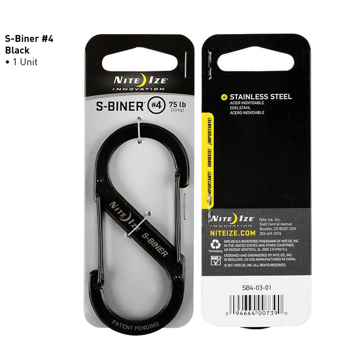Nite Ize S-Biner Stainless Steel Carabiner Clip #4 - Heavy Duty Keychain, Gear Organizer for Hiking, Camping, Backpacking & Outdoor Adventures