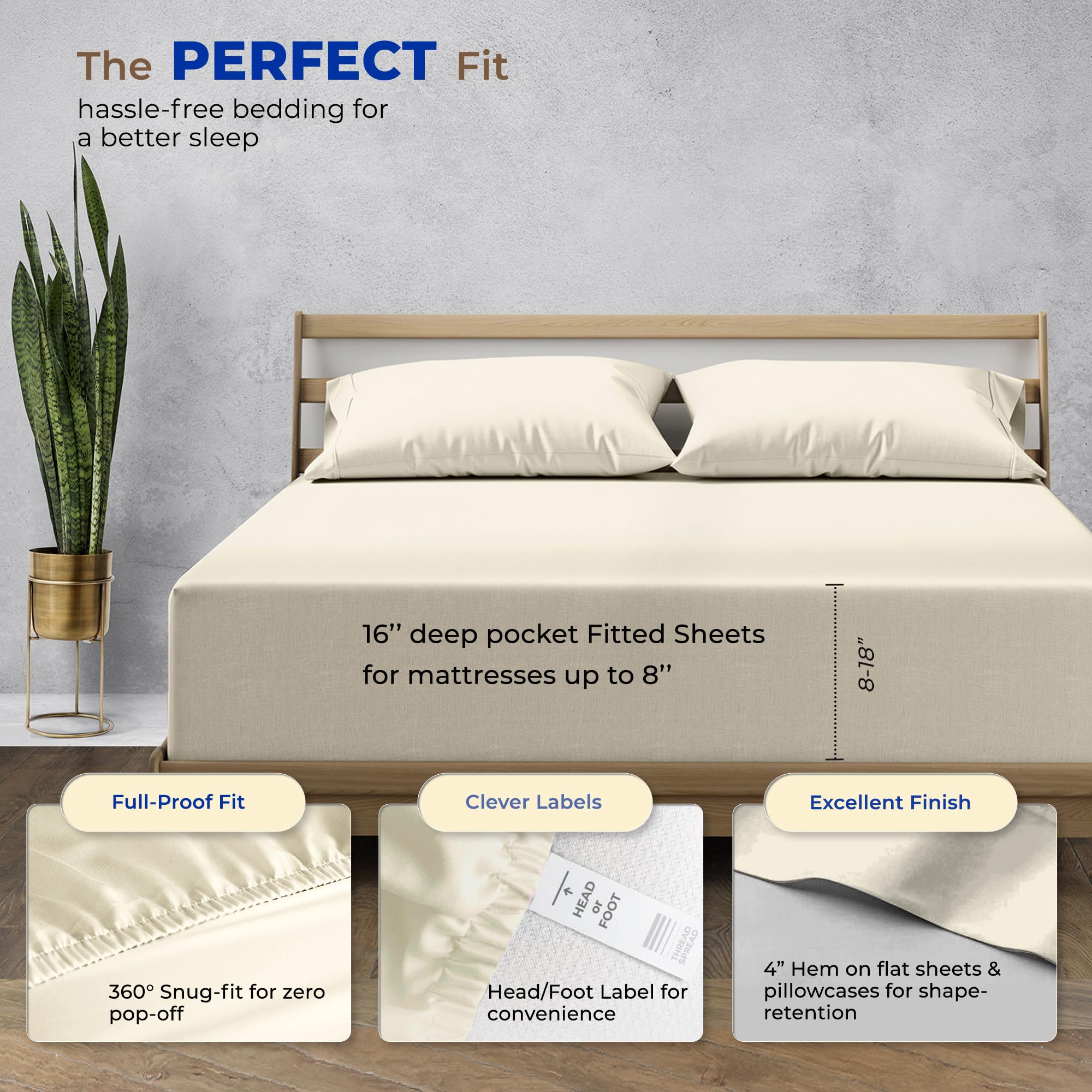 100% Pure Egyptian Cotton Sheets Twin XL Size - 1000 Thread Count Luxury Cooling Bed Sheet Set (3 PC) with 16
