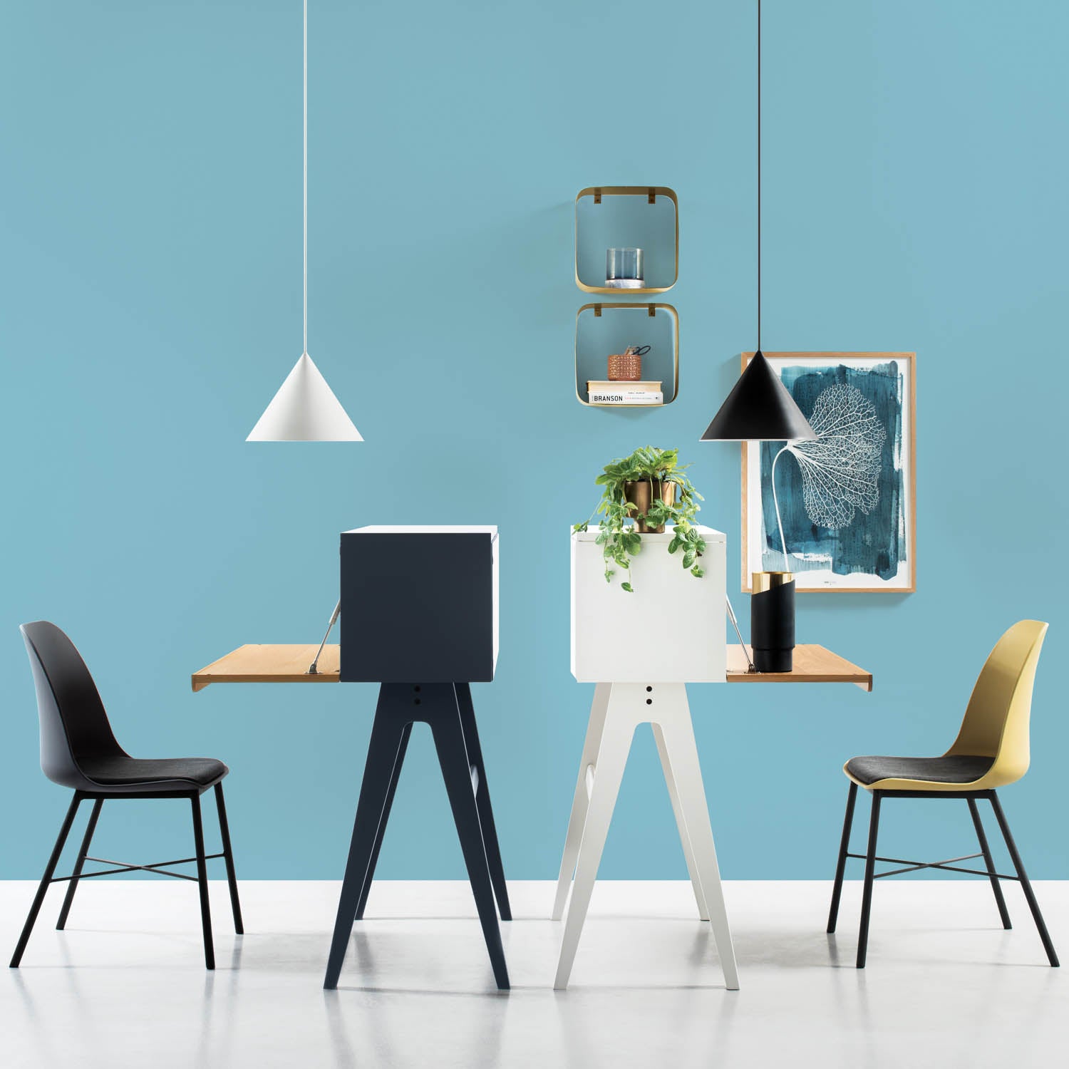LAXMI Modern Dining Chair - White & Black Upholstered Seat - Comfortable Kitchen & Dining Room Furniture for Home & Restaurant Use