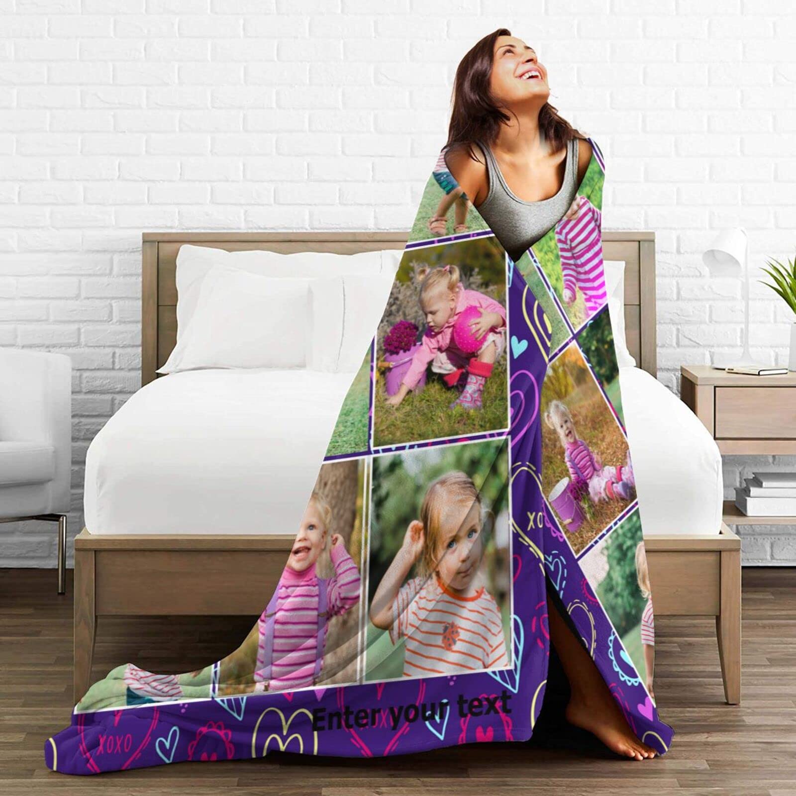 Personalized Photo Blanket - Custom Flannel Blanket with Picture & Text for Family, Couples, Kids | Perfect Gift for Birthday, Wedding, Anniversary | Great for Home Decor, Couch, Bed & Travel