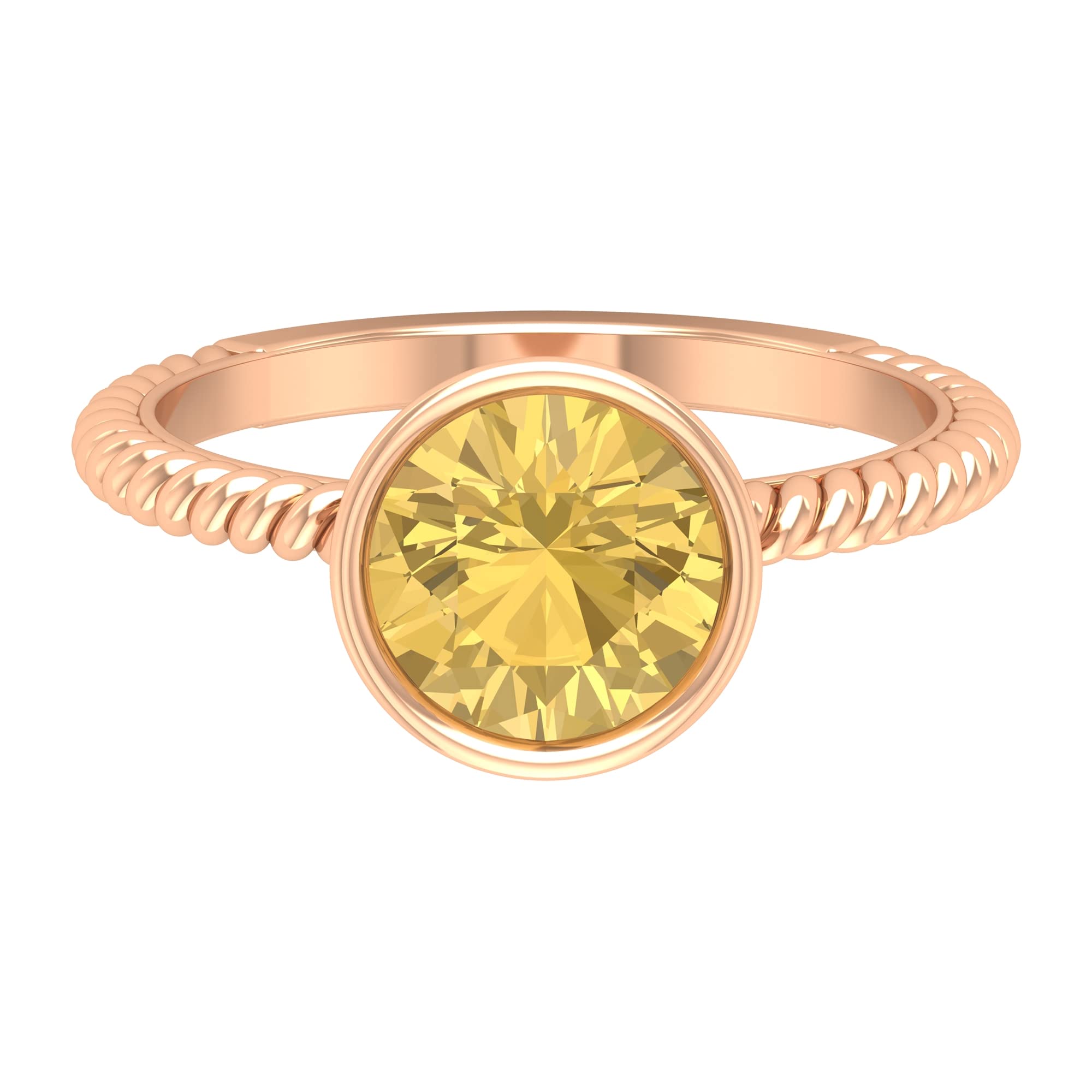 Natural Citrine Promise Ring for Women - 8MM Round Cut Yellow Citrine Solitaire Ring in 14K Solid Gold | November Birthstone Jewelry | Perfect for Anniversaries, Engagements & Special Occasions