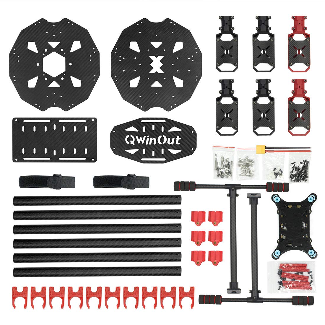 QWinOut Q650 3K Carbon Fiber 6-Axis Folding Arm FPV Drone Frame Kit with Landing Gear - Lightweight UAV Quadcopter DIY Build for Aerial Photography, Racing & Professional Filming