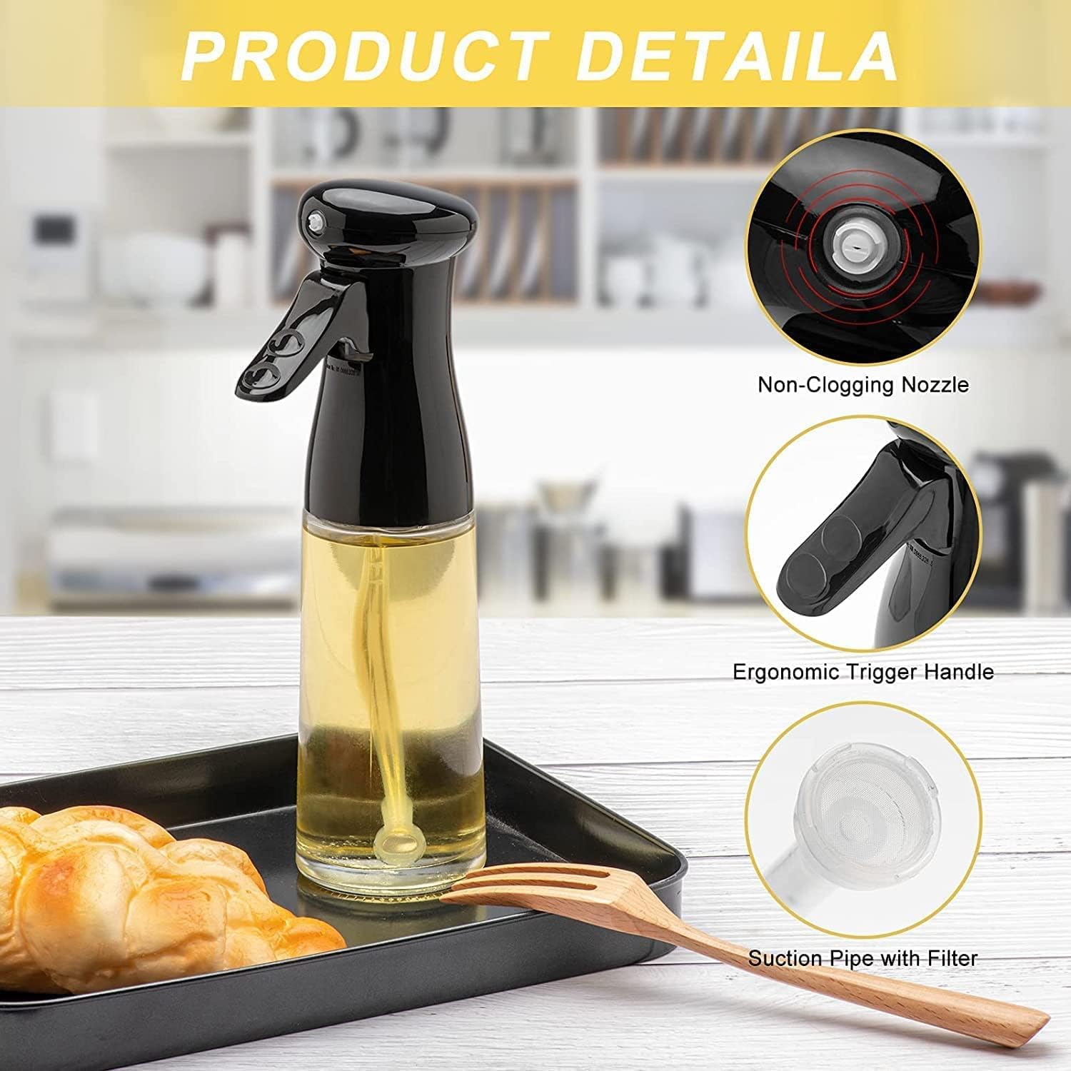 Premium Glass Olive Oil Sprayer for Cooking - Refillable Oil Mister Dispenser for Kitchen, Air Fryer, Salad, Baking & Grilling (210ml, Multicolor) - Perfect for Healthy Cooking & Meal Prep
