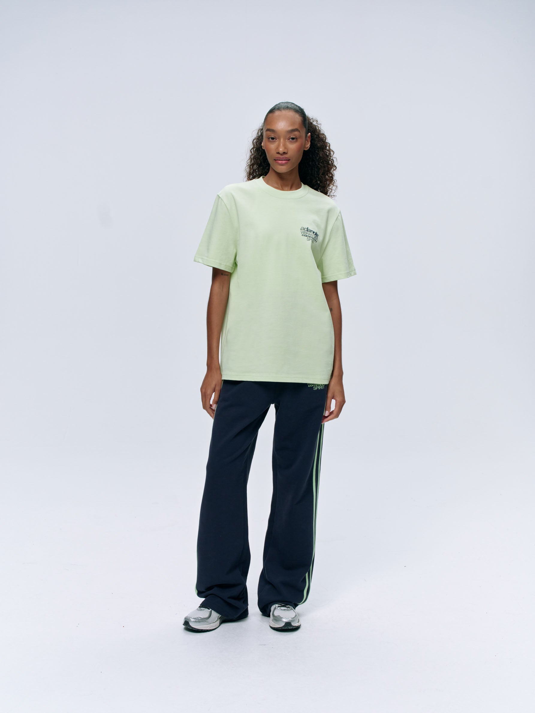 Community Spirit Short Sleeve Oversized T-Shirt | Mint Green & Navy Blue | Casual Streetwear, Summer Outfits, Lounge Wear