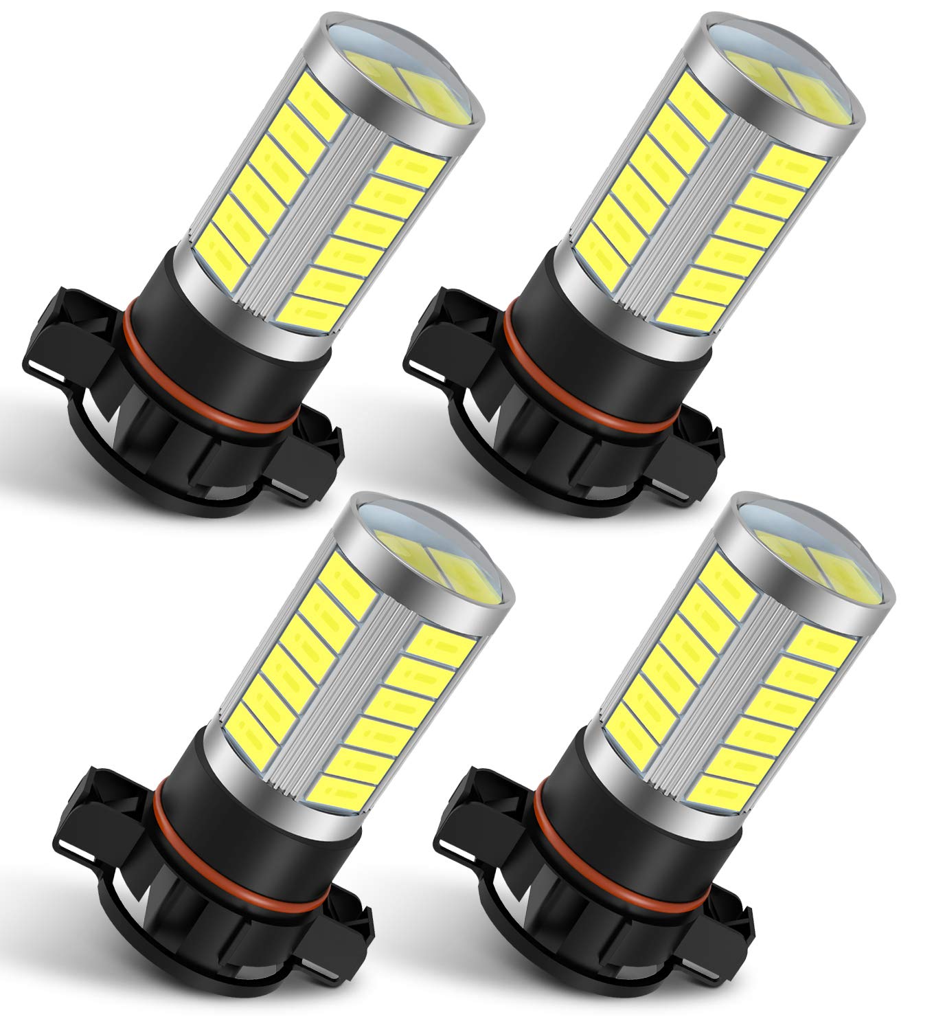 CCiyu H16 Type 1 LED Bulbs 6000K Cool White - 5202 5201 LED Fog Light Replacement Bulbs (4-Pack) - Perfect for Car Fog Lights, Headlight Upgrades & Nighttime Driving Safety