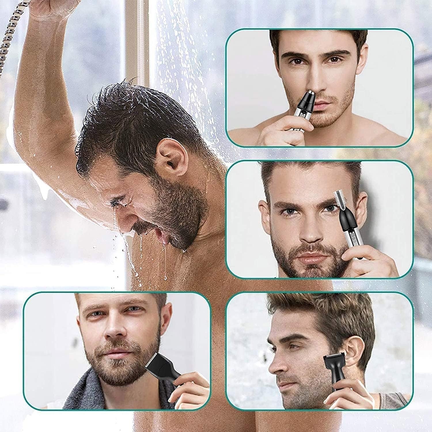 KouRy Professional Painless Nose Hair Trimmer for Men - USB Rechargeable 4-in-1 Grooming Kit with Ear Hair Trimmer - Waterproof & Hypoallergenic - Perfect for Travel, Home & Office Use - Ideal Gift for Dad, Husband & Boyfriend