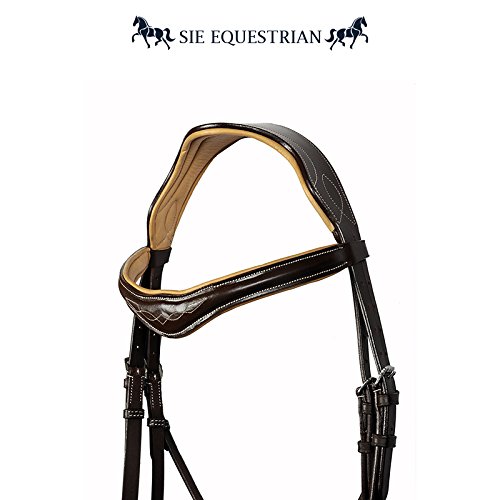 Premium Designer Crown Browband & Noseband with Fancy Stitch Leather Horse Bridle - Show Quality Equestrian Gear for Dressage, Jumping & Western Riding