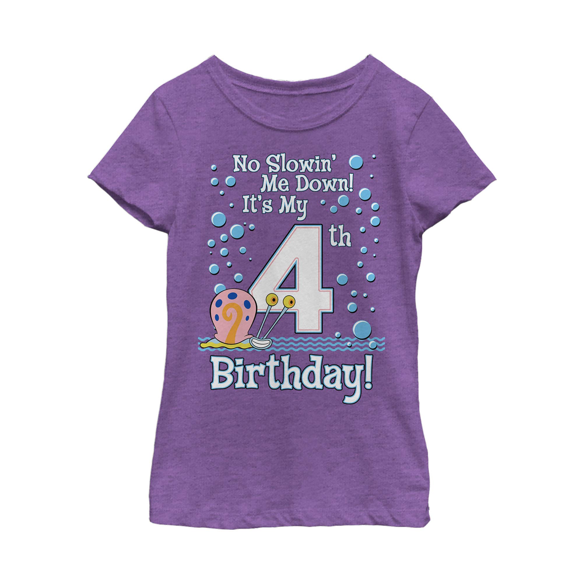 SpongeBob SquarePants Gary Birthday 4th Girls Short Sleeve T-Shirt | Cute Cartoon Graphic Tee for Kids & Toddlers | Perfect for Birthday Parties, Playdates & Casual Wear
