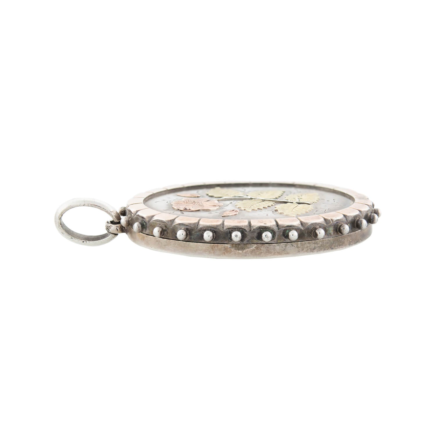 Victorian Sterling Silver Mixed Metals Floral Locket Necklace - Antique Inspired Jewelry for Women, Gift for Her, Perfect for Weddings & Special Occasions