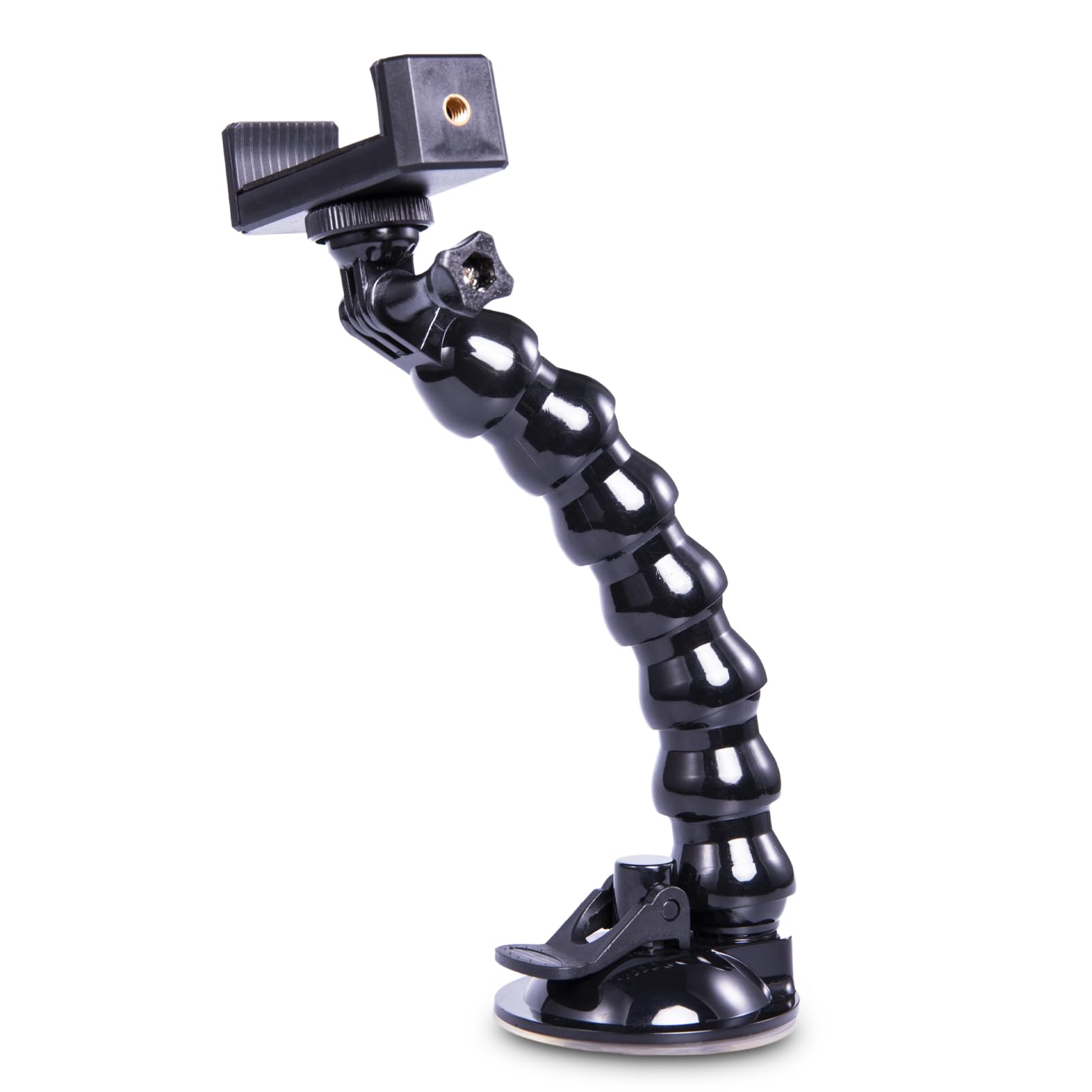 360° Adjustable Gooseneck Suction Cup Car Phone Mount Holder - Compatible with iPhone 15/14/13/12, Samsung Galaxy S23/S22 (4.0-7.0 inch Phones) & Action Cameras - 7 Flexible Joints for Perfect Viewing Angle - Ideal for GPS Navigation, Hands-Free Calling & Dashcam Setup