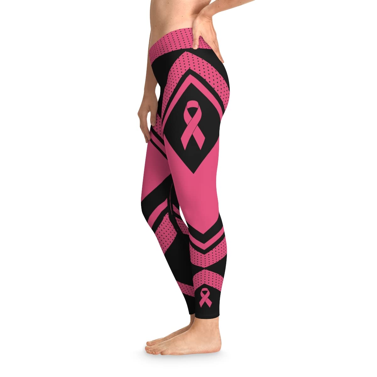 **Pink Ribbon Leggings for Women - Breast Cancer Awareness Leggings, Survivor & Warrior Clothing - Comfortable Workout & Everyday Wear for Support & Awareness**