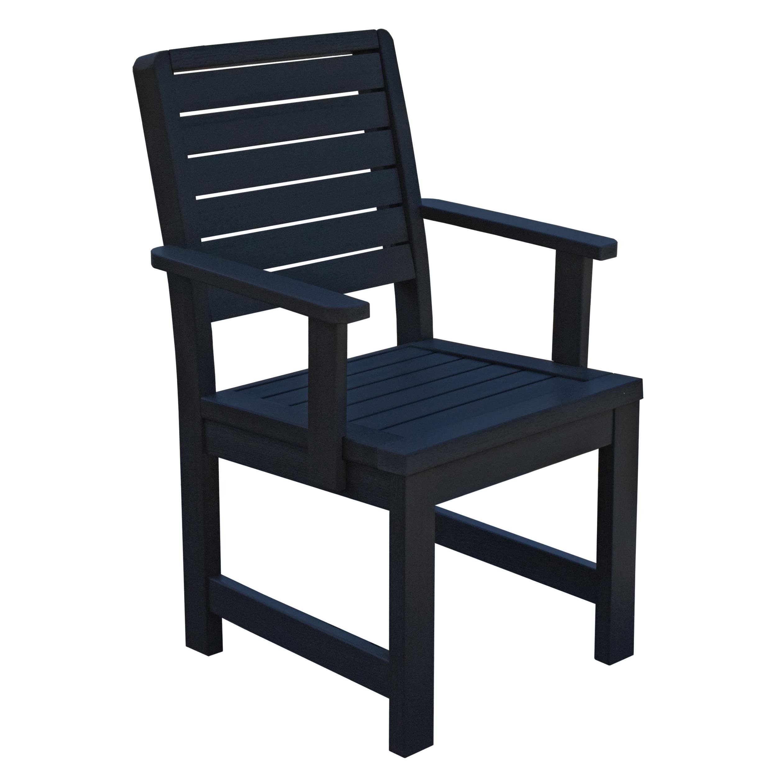 Highwood Weatherly Outdoor Dining Armchair - Black - Durable & Weather-Resistant Patio Chair for Garden, Deck, and Poolside Use