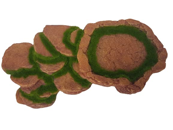 Natural-Looking Large Mossy Rock with Artificial Bridge - Resin Aquarium Ledge & Basking Cave Hide Decor for Reptiles, Fish, Amphibians | Perfect for Terrariums, Vivariums & Aquatic Habitats