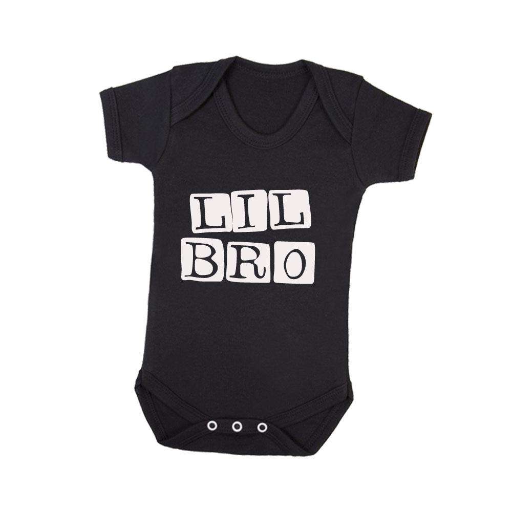 Big Bro Lil' Bro Matching Black T-Shirt & Bodysuit Set - Sibling Outfits for Family Photos & Special Occasions