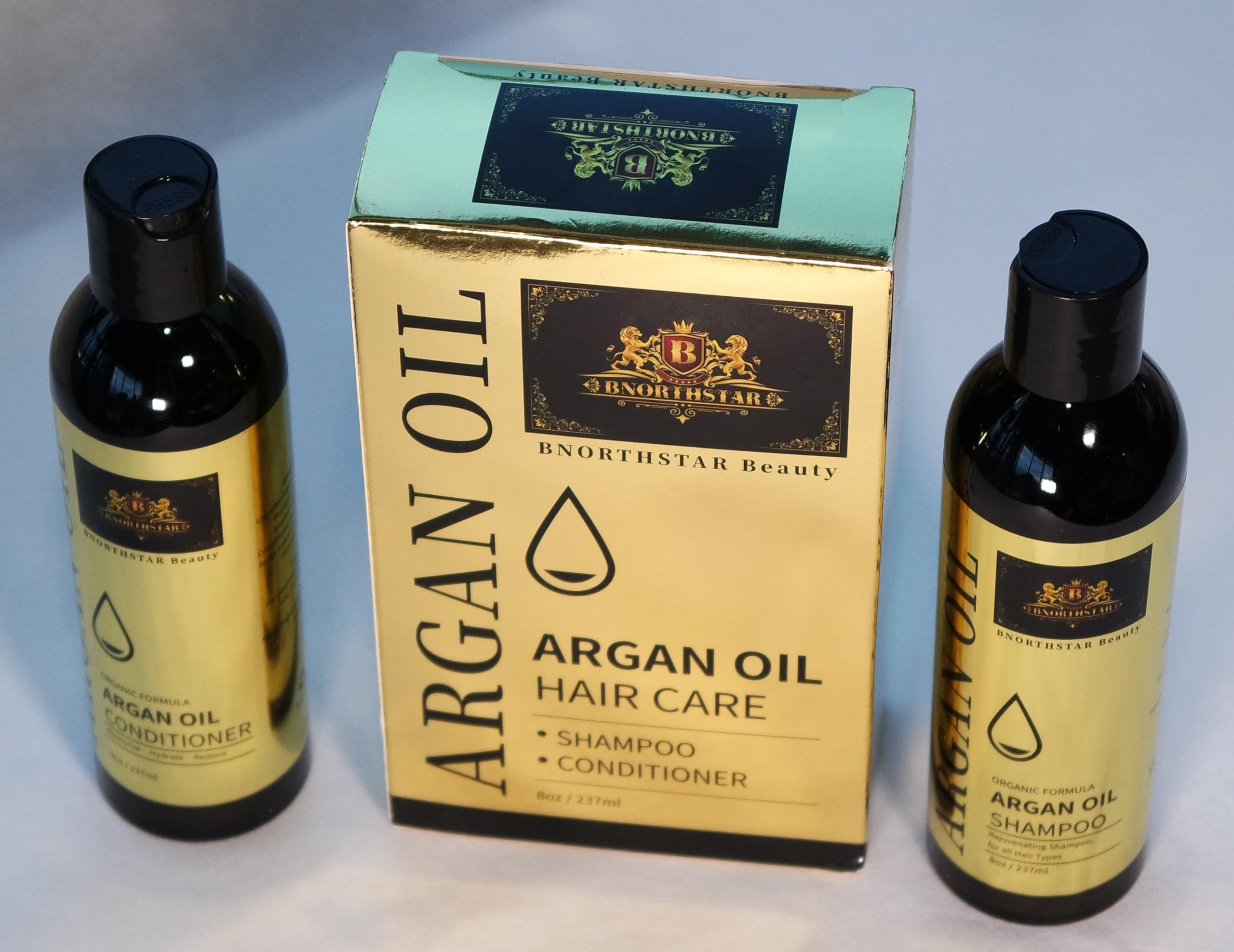 BNORTHSTAR Argan Oil Shampoo and Conditioner Set - 8oz x 2 Bottles for Hydrating & Repairing Damaged Hair - Perfect for Dry, Frizzy Hair Care at Home or Salon Use