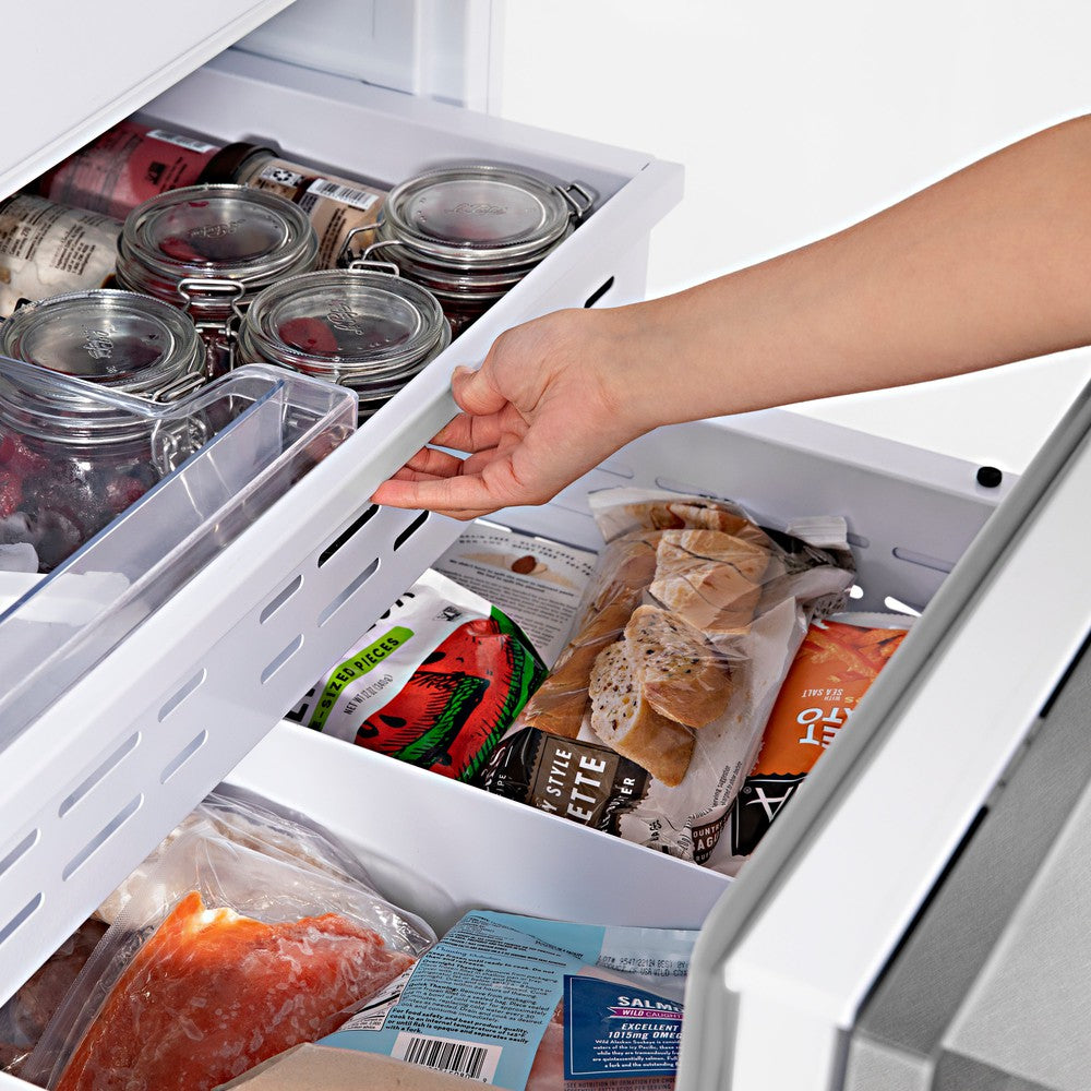 ZLINE Autograph Edition 60-Inch French Door Built-In Refrigerator with Bottom Freezer - 32.2 cu.ft Capacity, Water Dispenser & Ice Maker - Satin Stainless Steel with Champagne Bronze Accents (RBIVZ SN 60 CB) - Perfect for Modern Kitchens & Luxury Homes