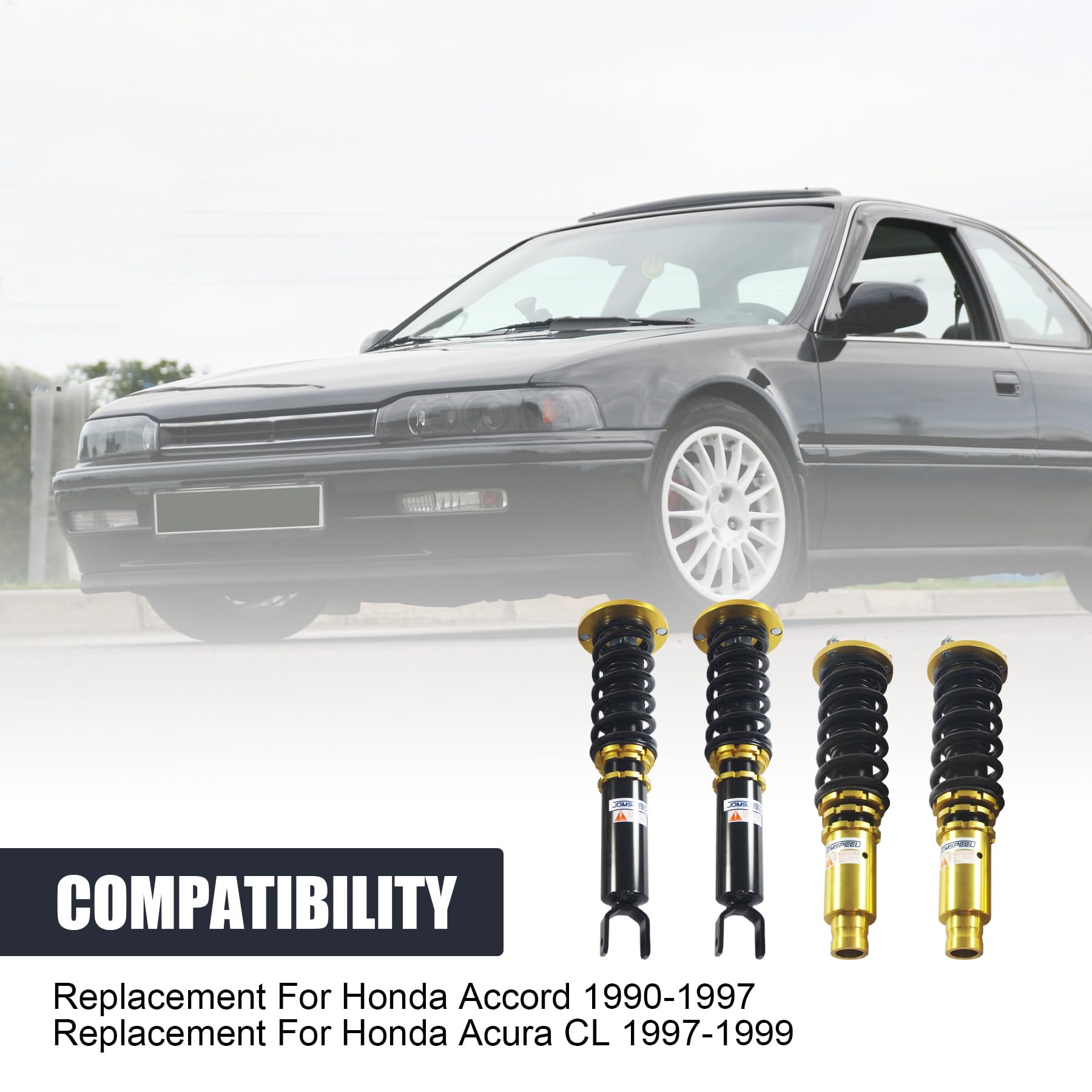 JDMSPEED Full Coilover Suspension Kit with Gold Shock Absorbers - Compatible with Honda Accord 1990-1997 | Performance Upgrade for Street Racing & Smooth Ride