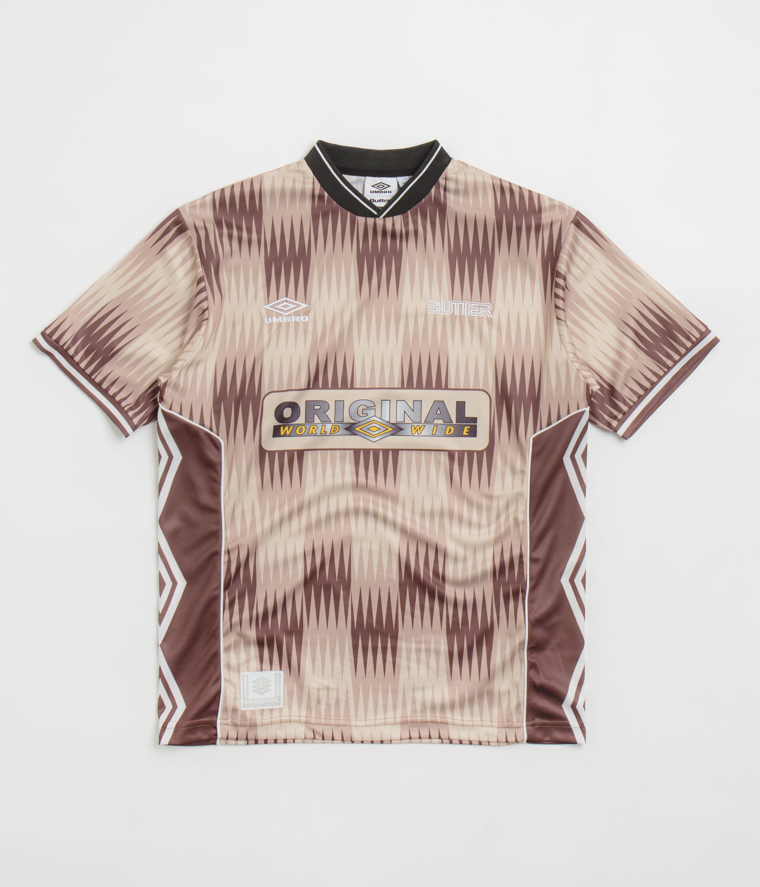 Butter Goods x Umbro Optical Jersey - Brown/Taupe Color - Perfect for Streetwear, Soccer Fashion & Casual Outfits
