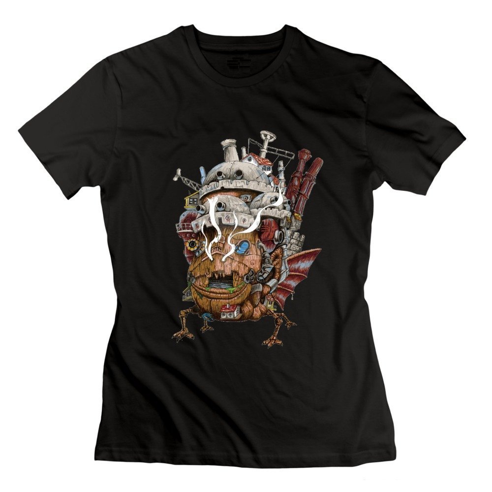Howl's Moving Castle Logo T-Shirt for Women - Black Anime Graphic Tee - Casual Wear & Cosplay Outfit