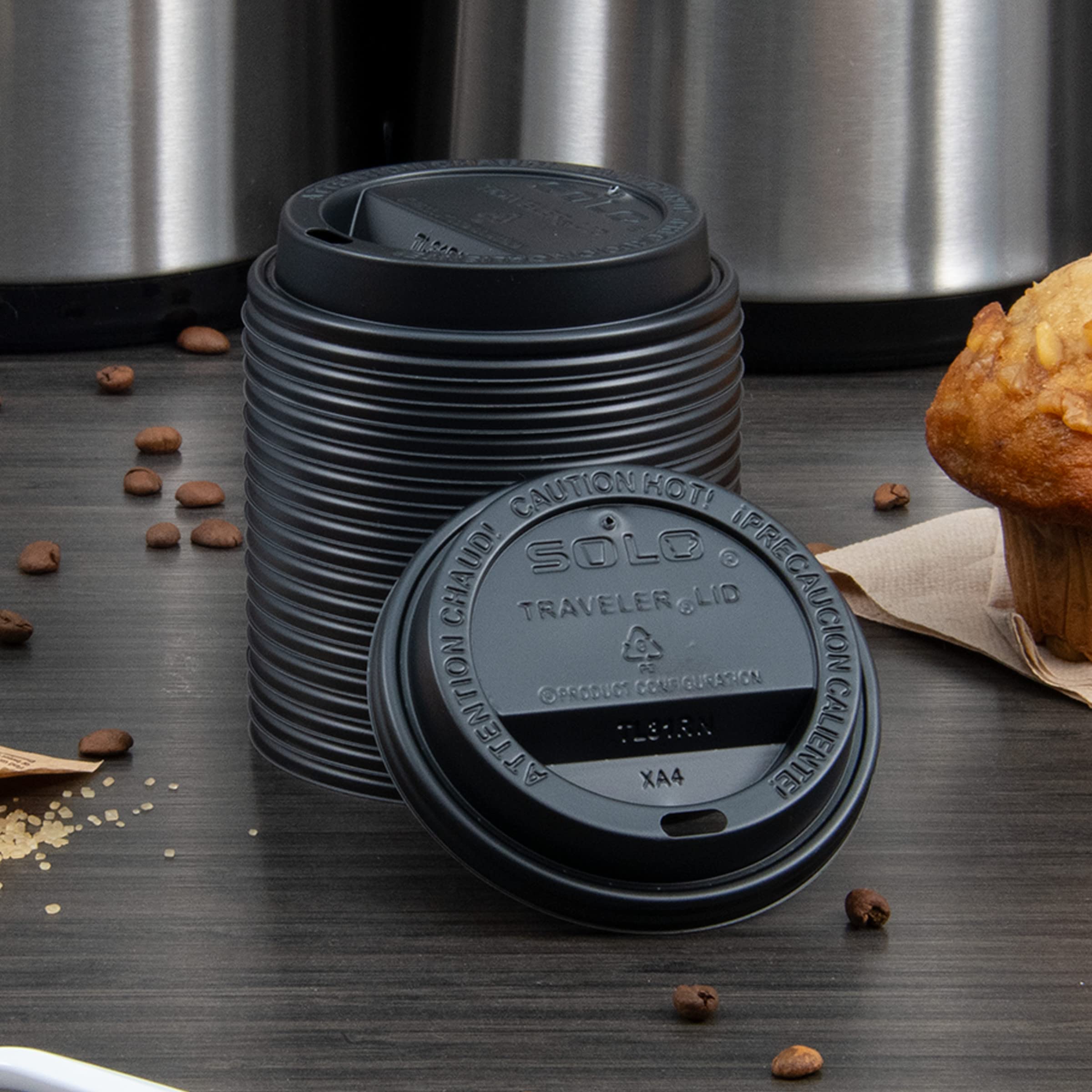 Solo TL38B2-0004 Black Plastic Travel Cup Lids - Fits Solo Paper Hot Cups (1000 Pack) | Perfect for Coffee Shops, Offices & Takeout Services