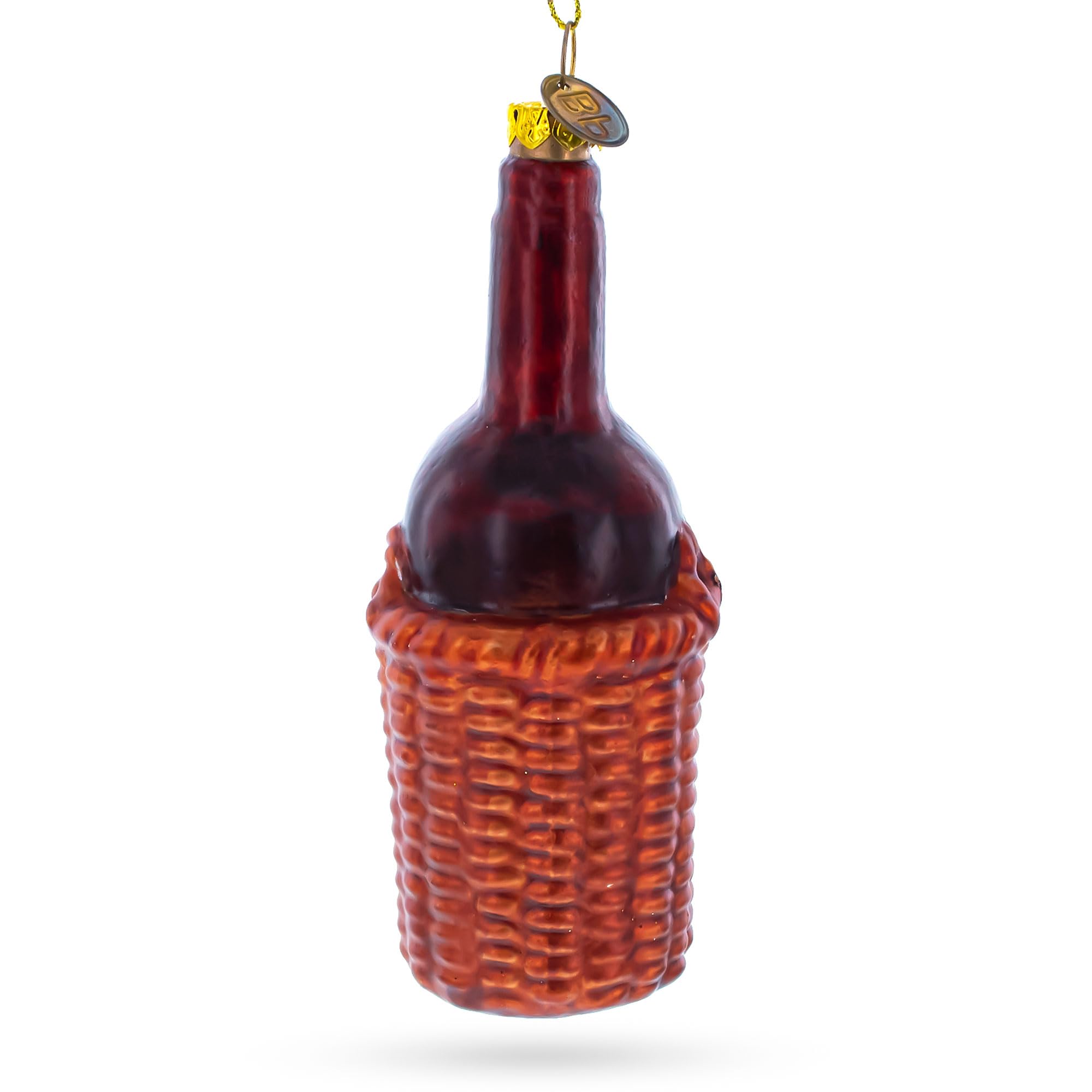Handmade Blown Glass Red Wine Bottle Christmas Ornament - Elegant Holiday Decor for Tree, Gift, Party & Home Decoration