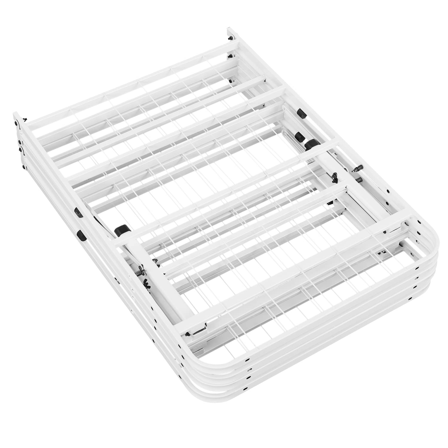 Naomi Home Full Size Bed Frame - Heavy Duty Foldable Platform Bed with Steel Slats, 600lbs Capacity - Mattress Foundation & Box Spring Replacement - White | Ideal for Guest Rooms, Small Spaces & Temporary Sleeping Arrangements