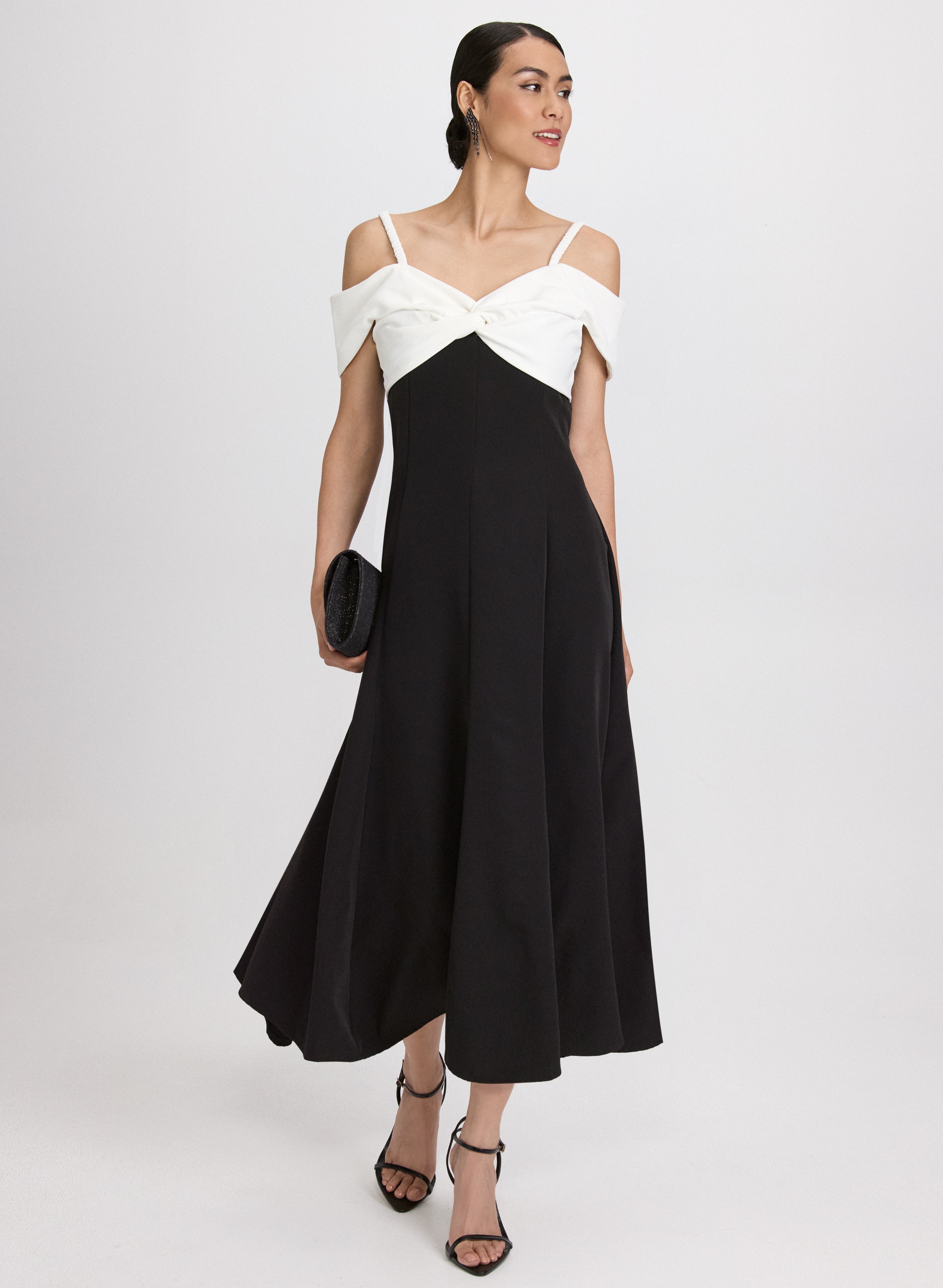 Color Block Cold Shoulder Dress for Women - Fashionable Sleeveless Party Dress for Summer Outings, Date Nights & Beach Vacations